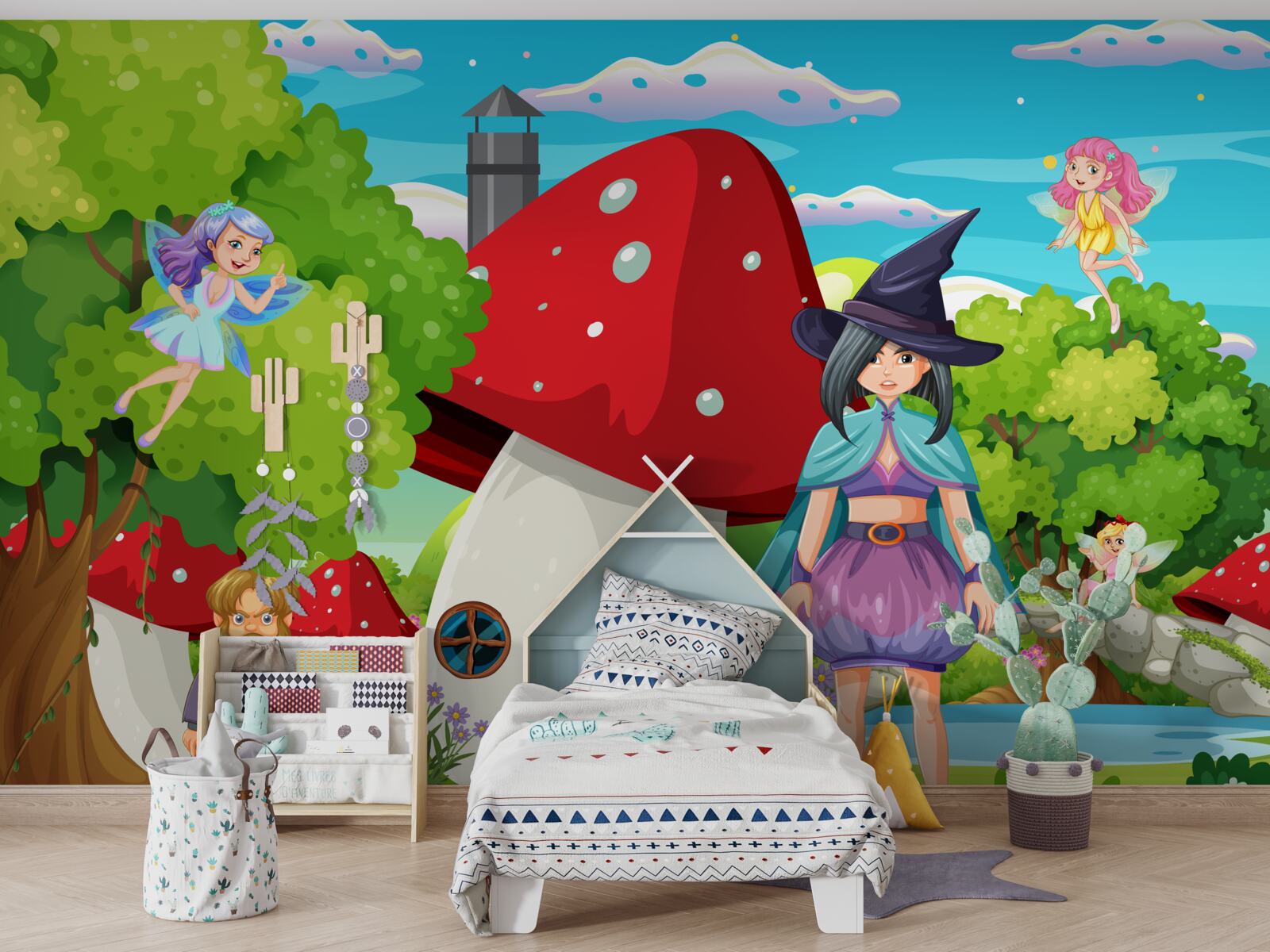 Fototapet locuitorii unei case de basm în formă de ciupercă