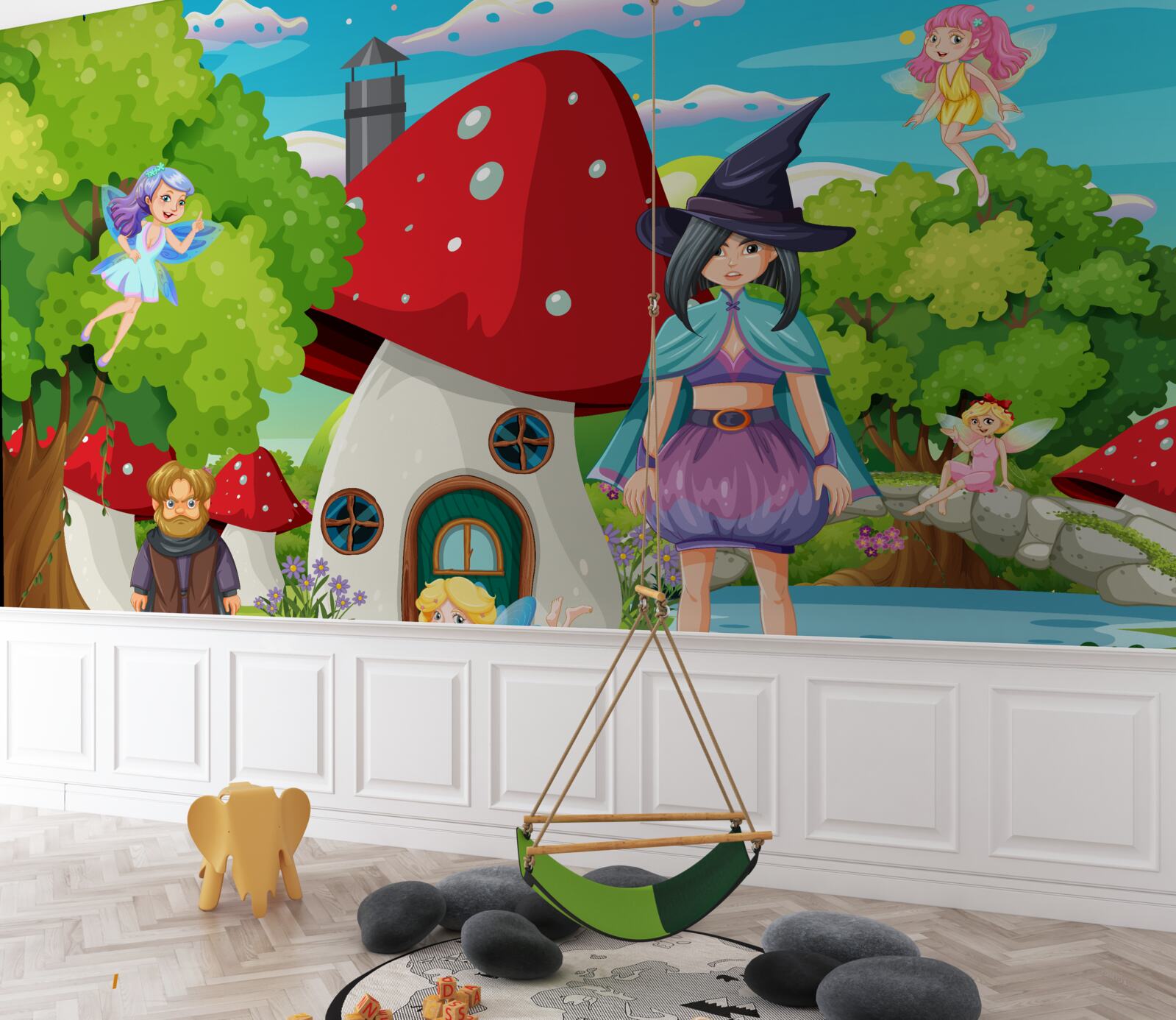 Fototapet locuitorii unei case de basm în formă de ciupercă