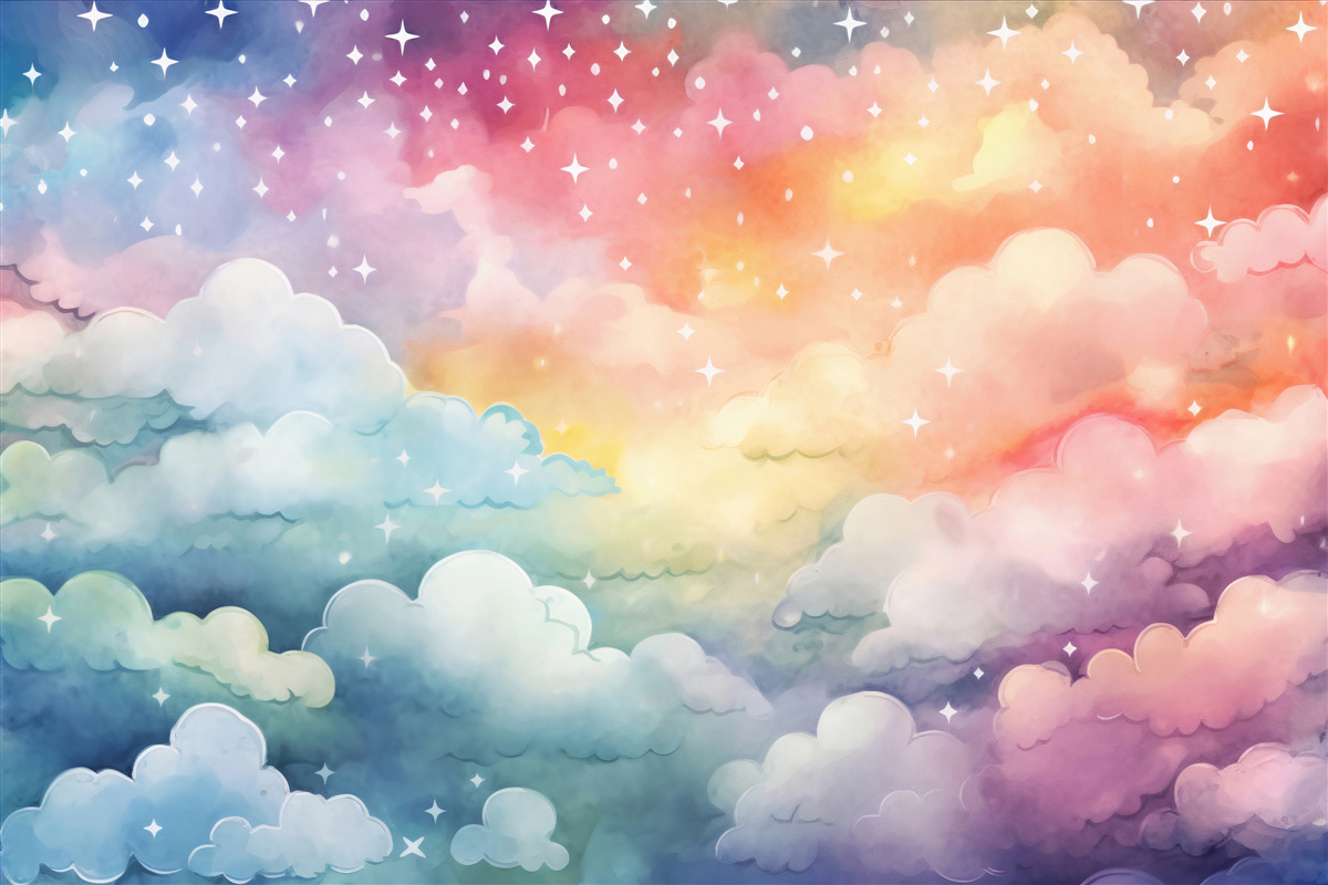 Fototapet nori strălucitori de toate culorile pe cer