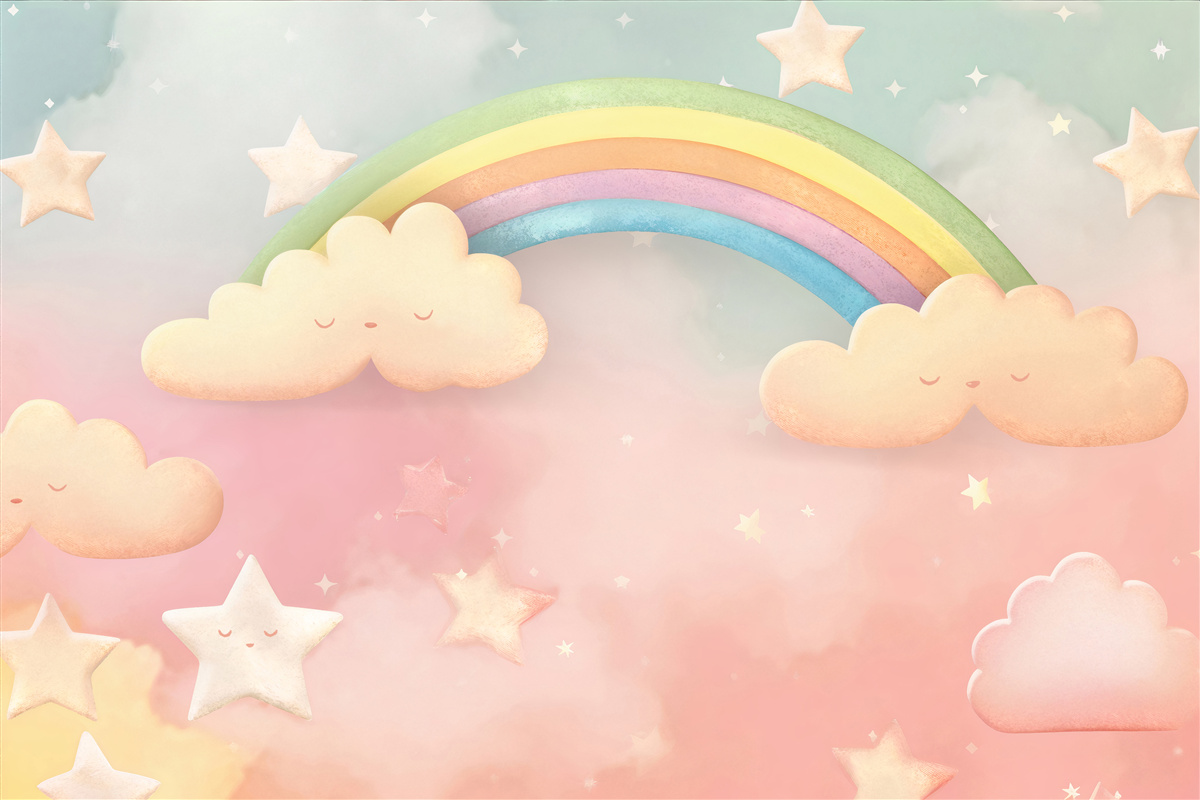 Fototapet un curcubeu imens pe un cer înstelat