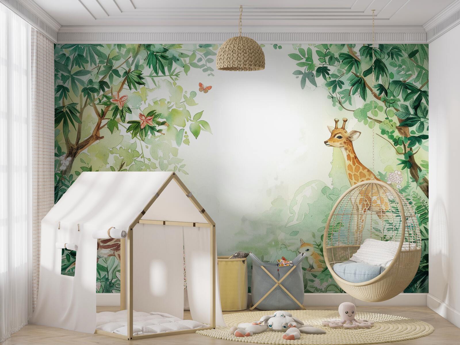 Fototapet Girafa și căprioara se confruntă