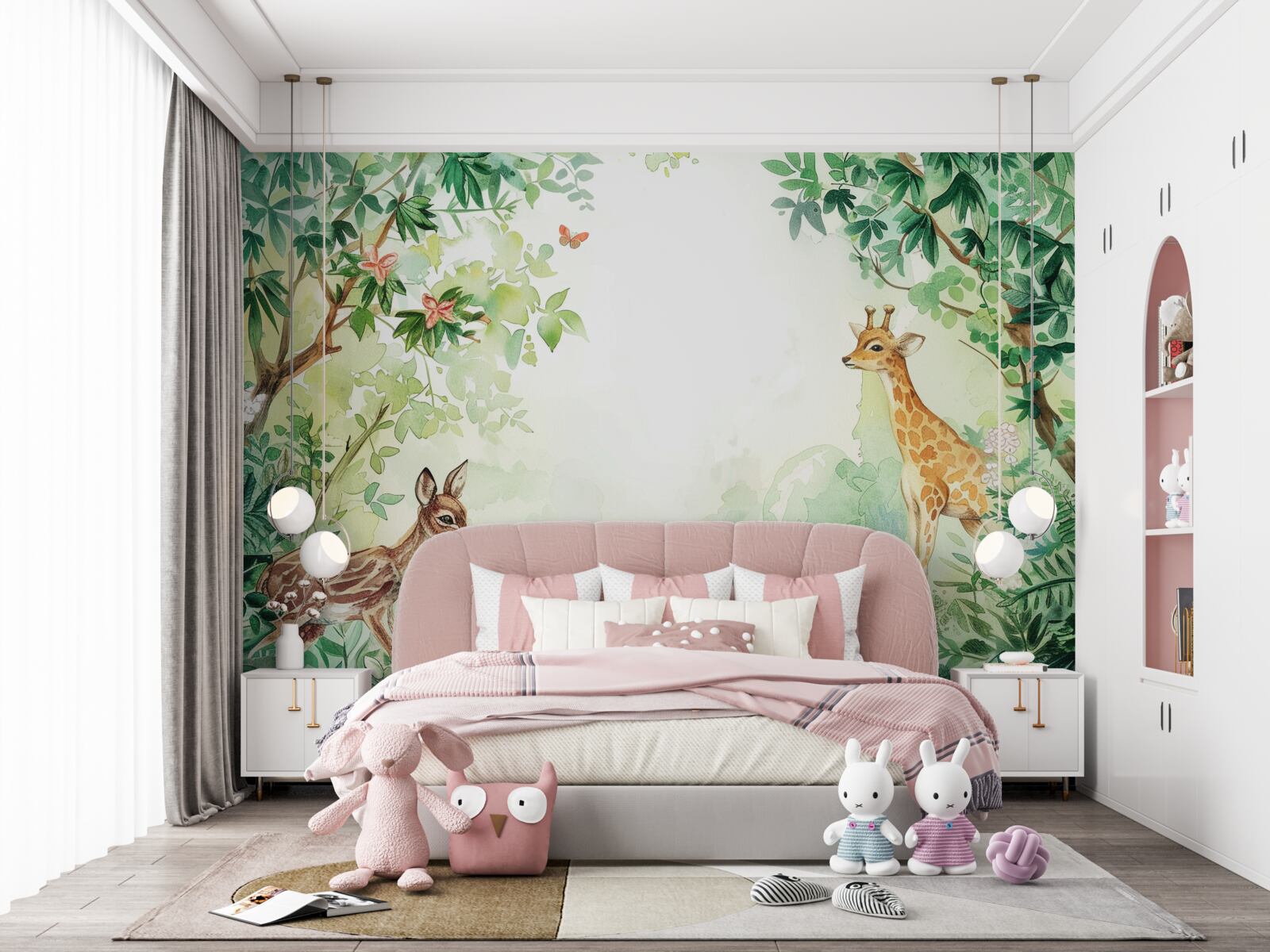 Fototapet Girafa și căprioara se confruntă