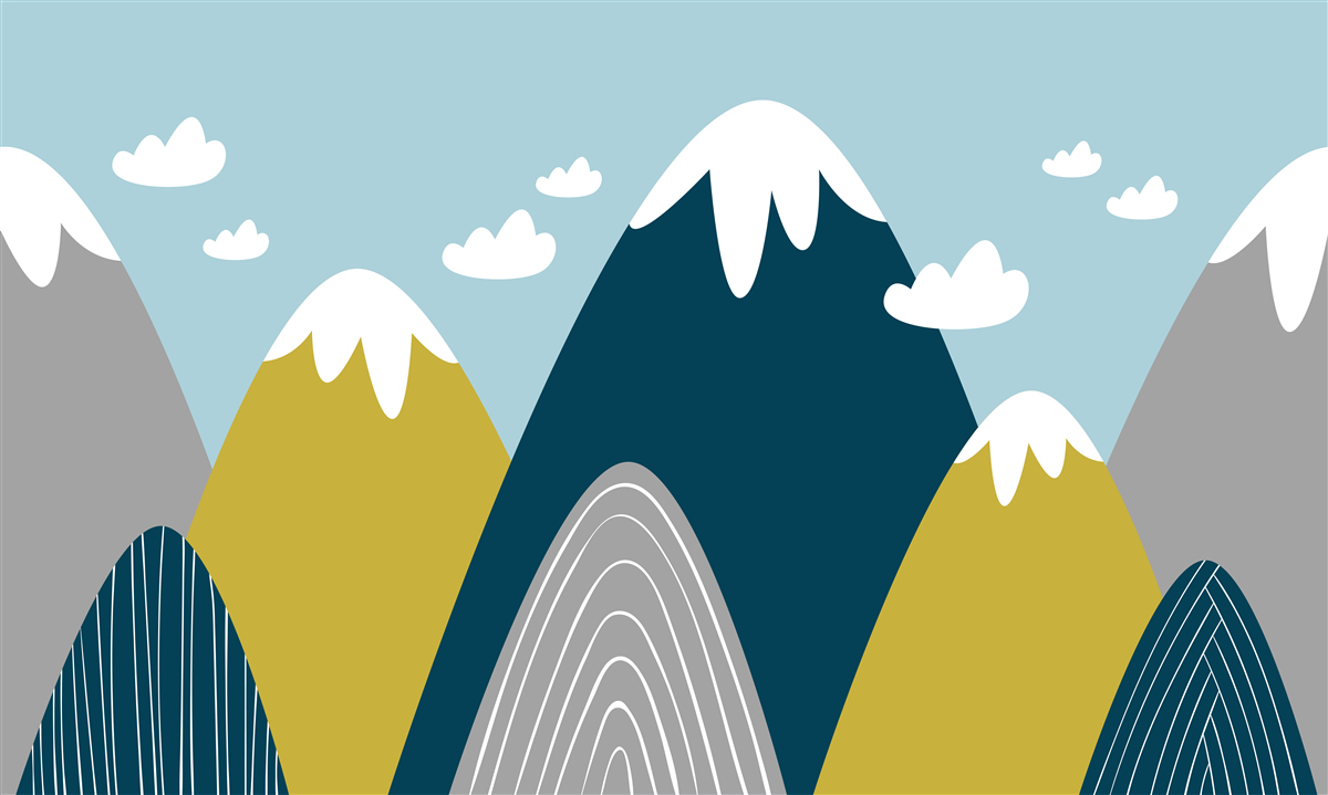 Fototapet vârfuri muntoase acoperite cu zăpadă