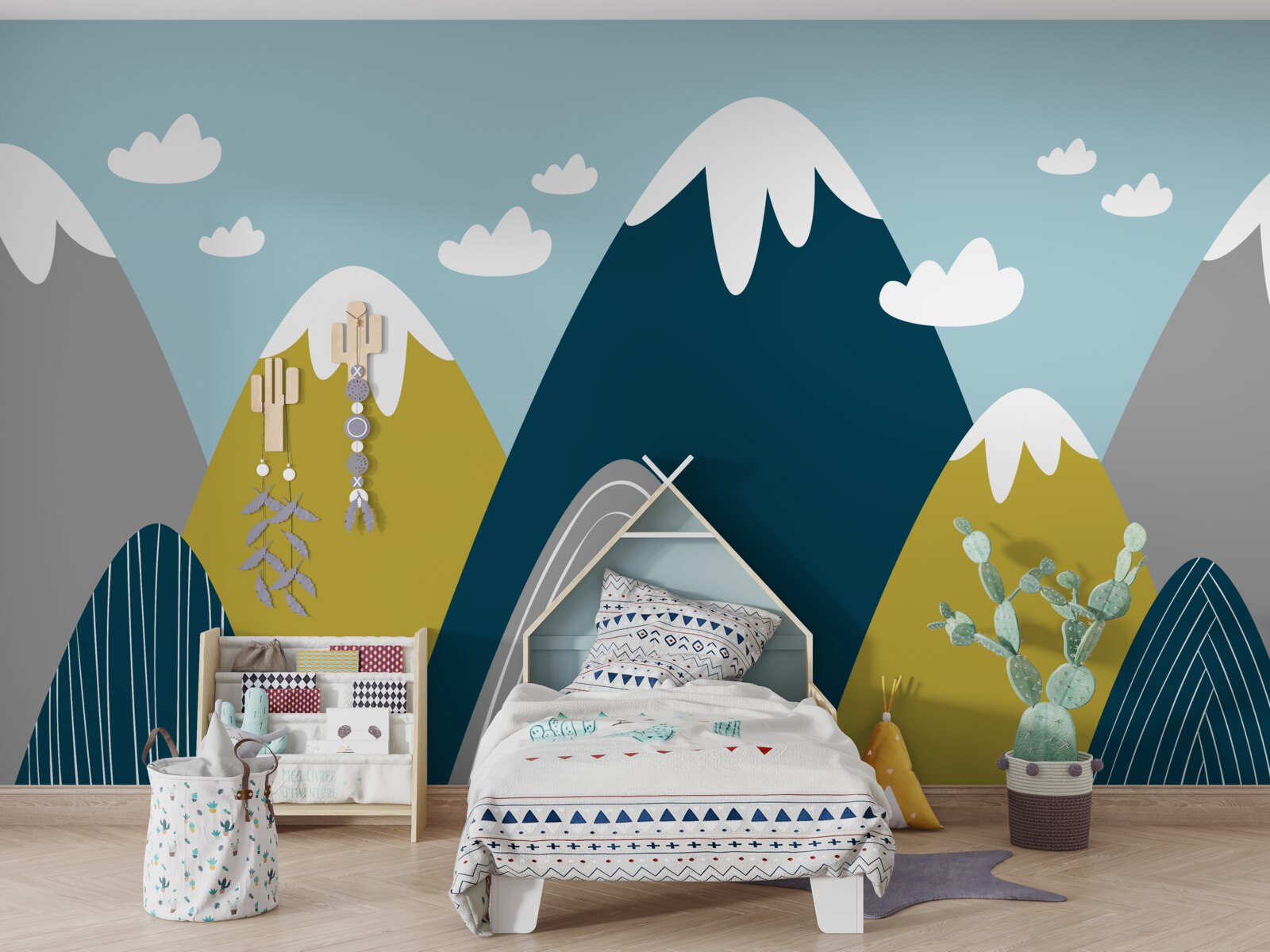 Fototapet vârfuri muntoase acoperite cu zăpadă