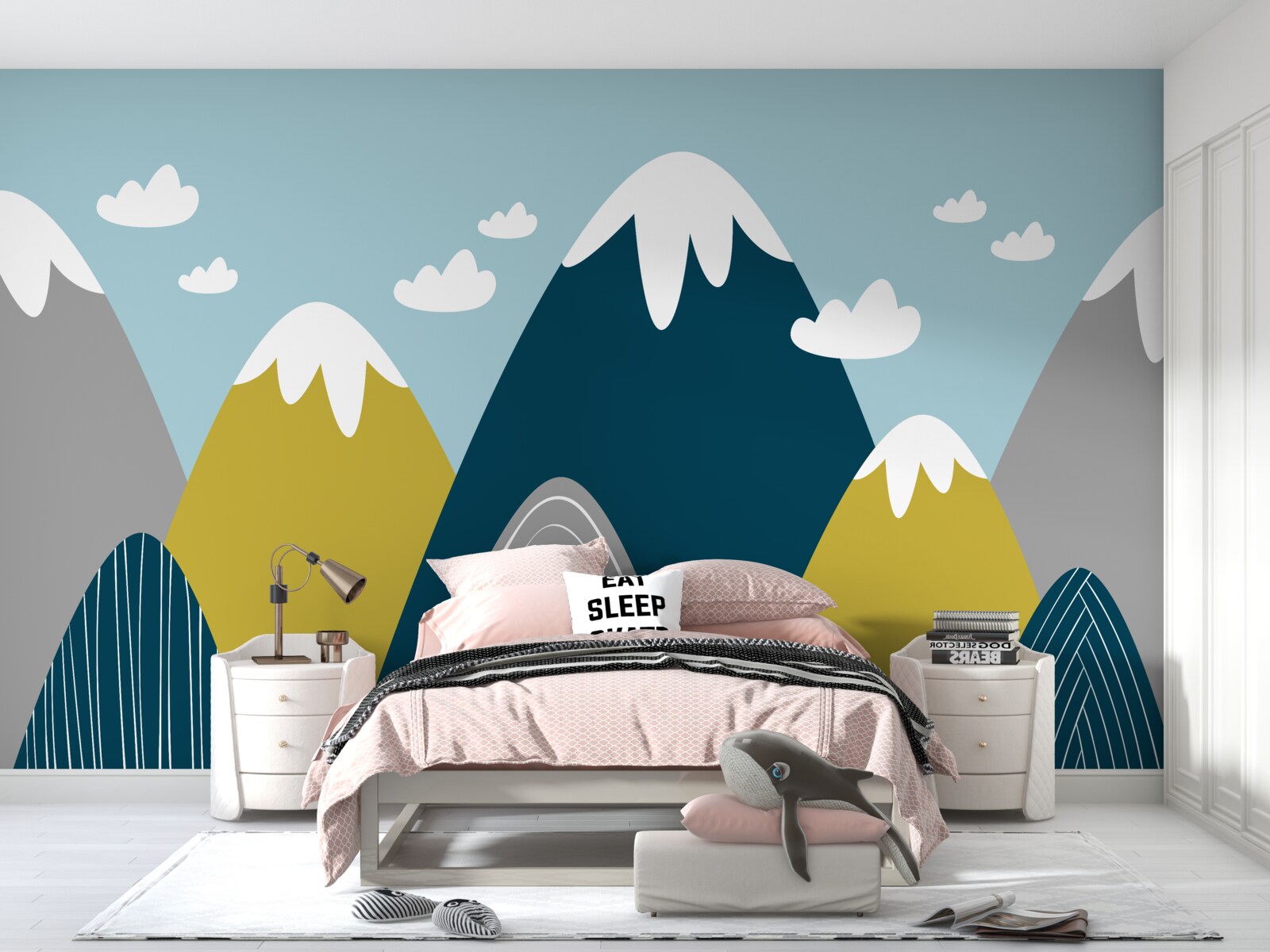 Fototapet vârfuri muntoase acoperite cu zăpadă