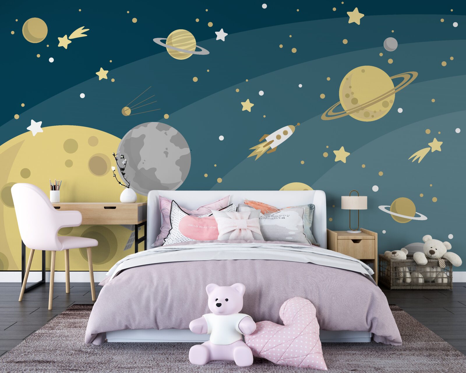 Fototapet stele și planete în spațiu