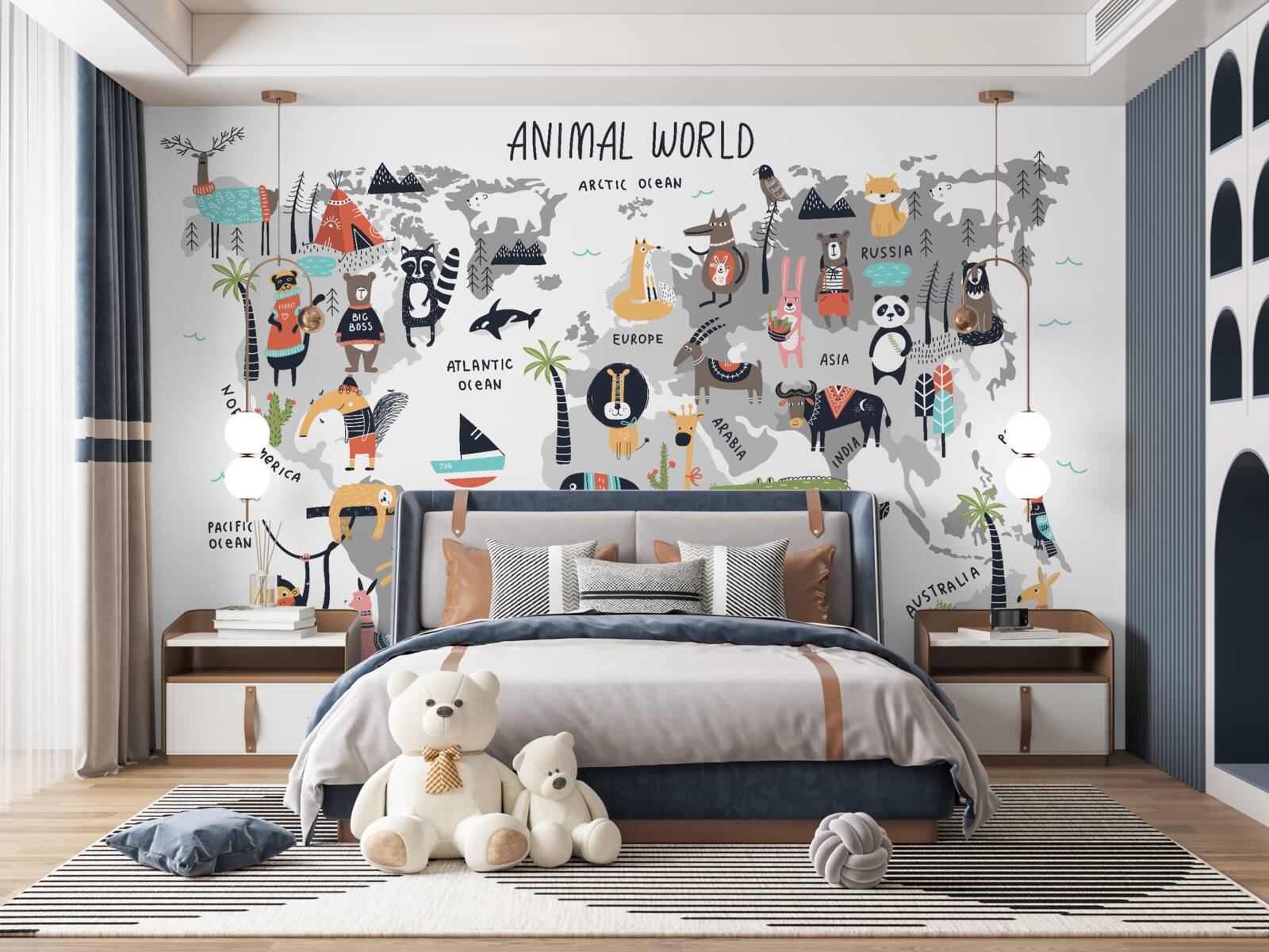 Fototapet harta celor mai importante animale din lume