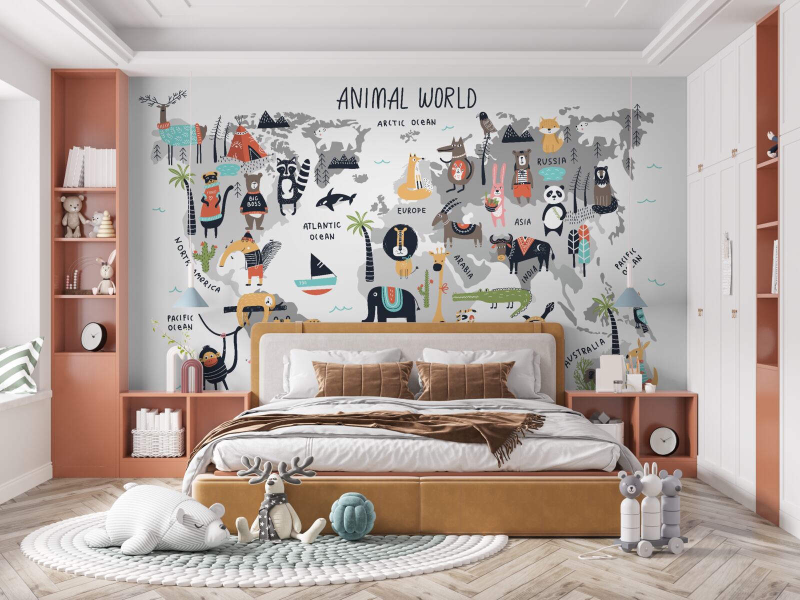 Fototapet harta celor mai importante animale din lume