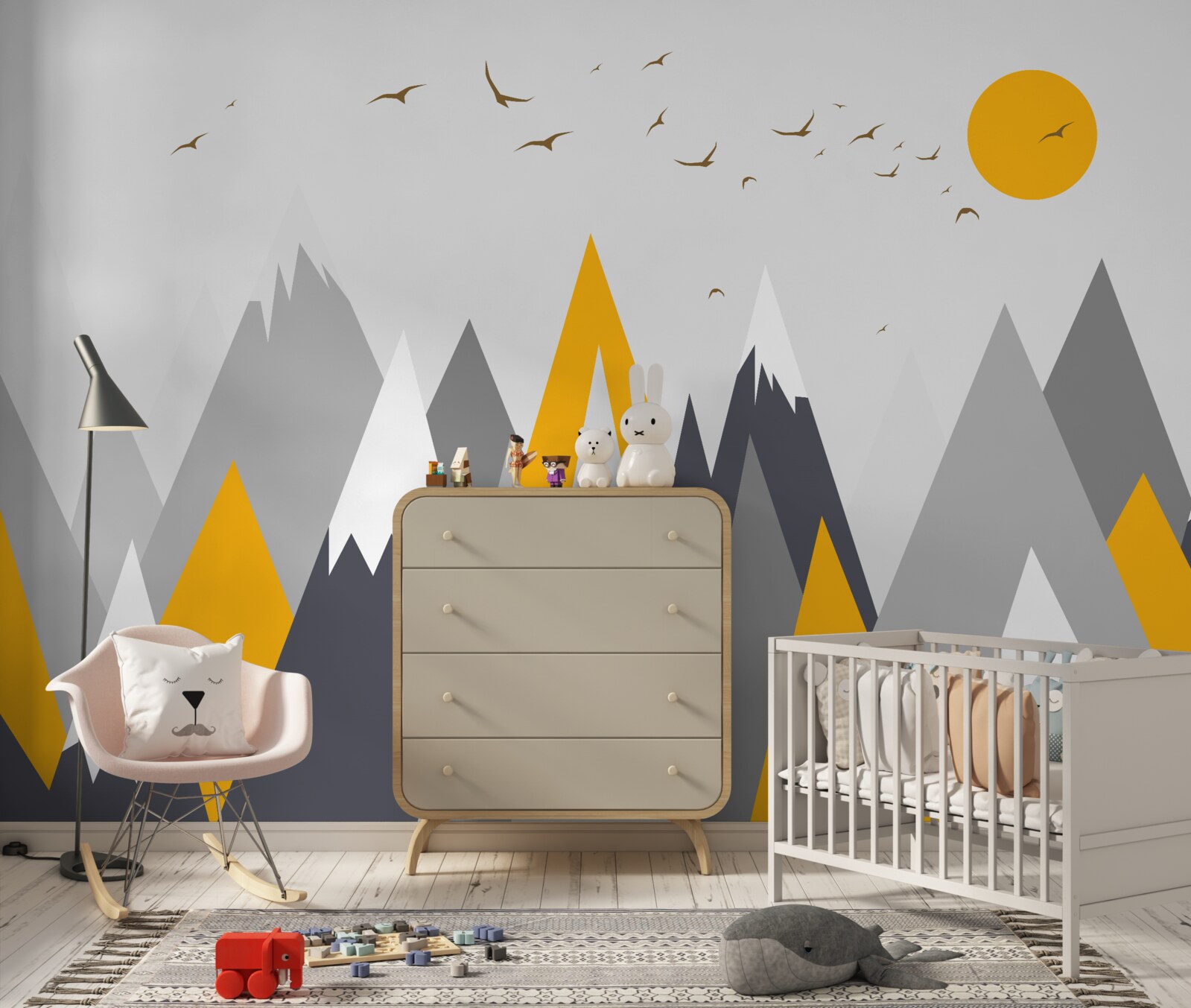 Fototapet Lumina soarelui inundă vârfurile munților