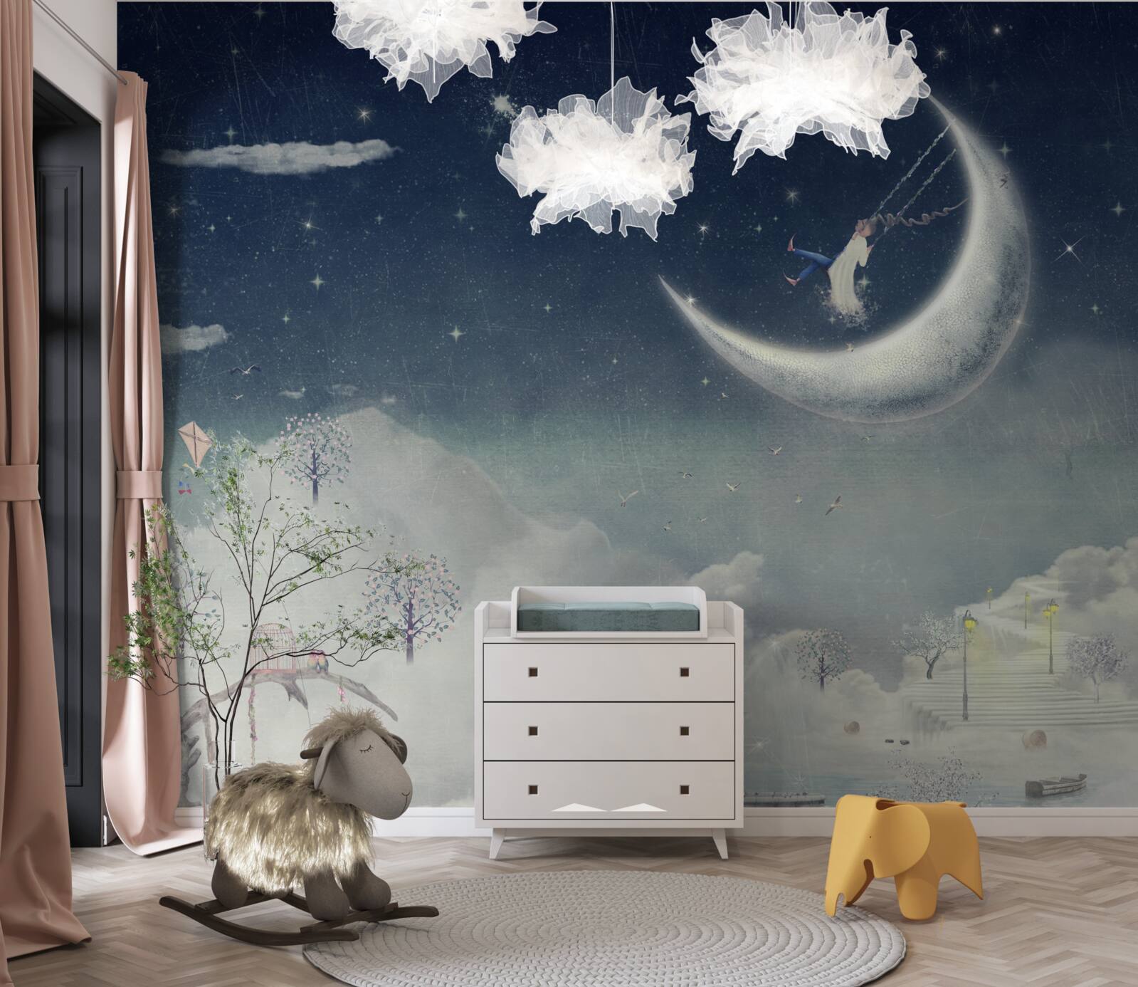 Fototapet plimbare de seară în lumina lunii