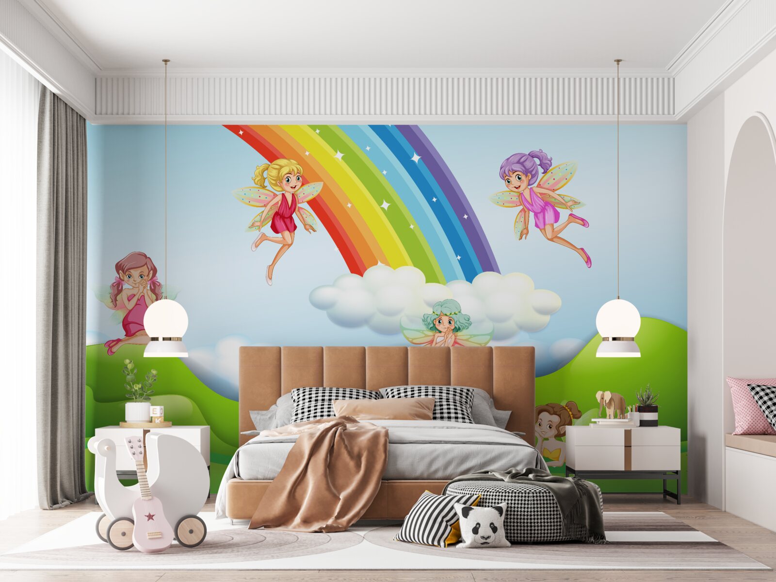 Fototapet zânele se bucură la vederea unui curcubeu