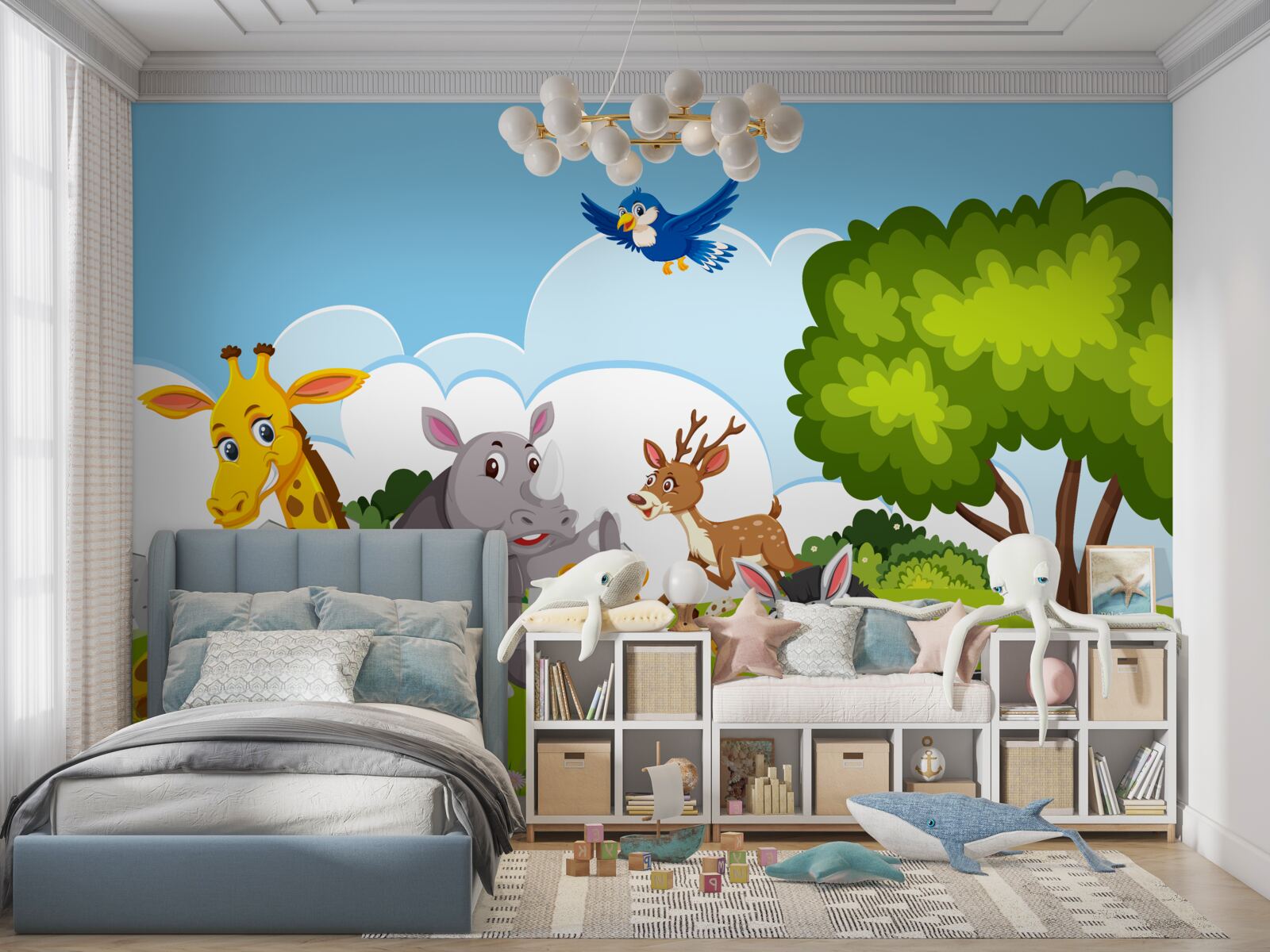 Fototapet companie tânără se relaxează pe gazon