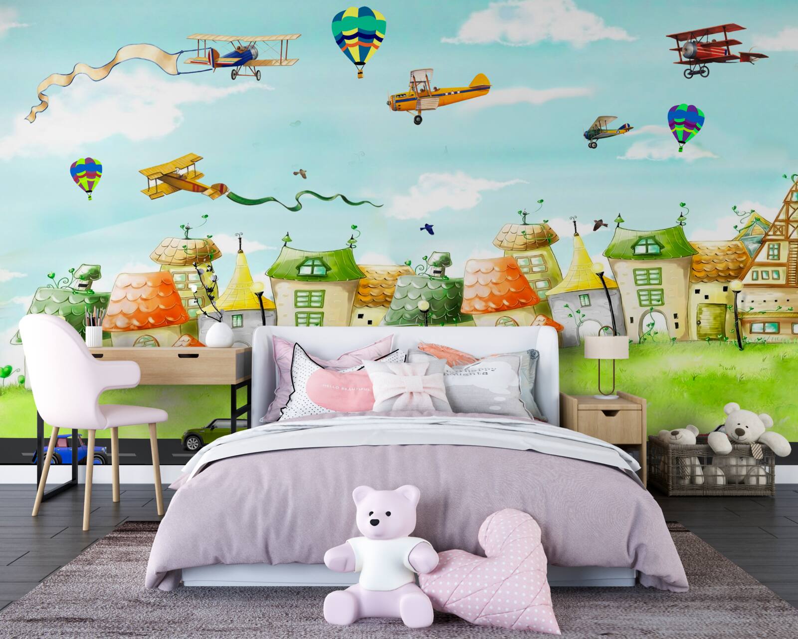 Fototapet mașini pe autostradă și aeronave