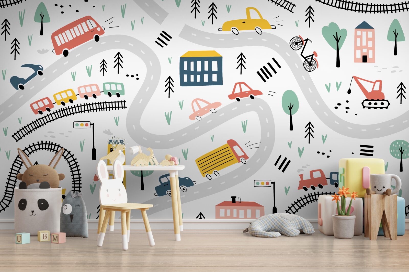 Fototapet zonă populată cu străzi și un sistem de transport