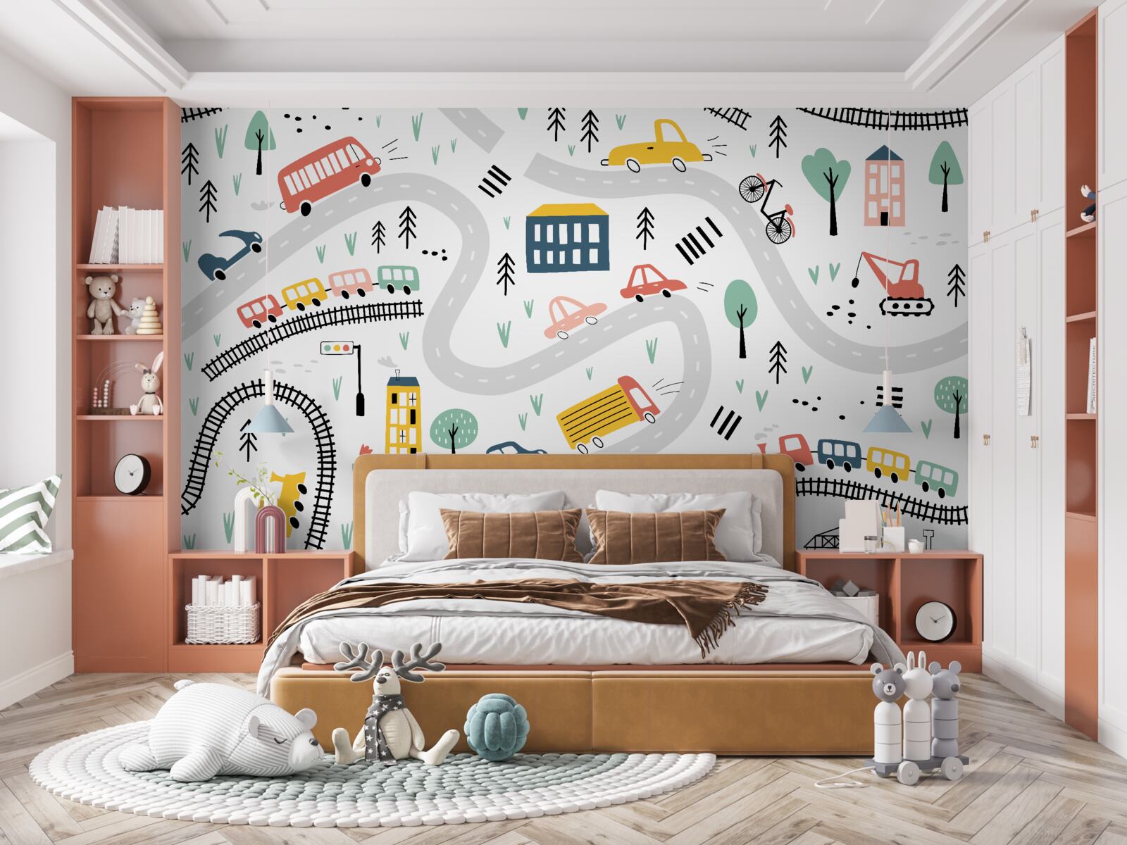 Fototapet zonă populată cu străzi și un sistem de transport