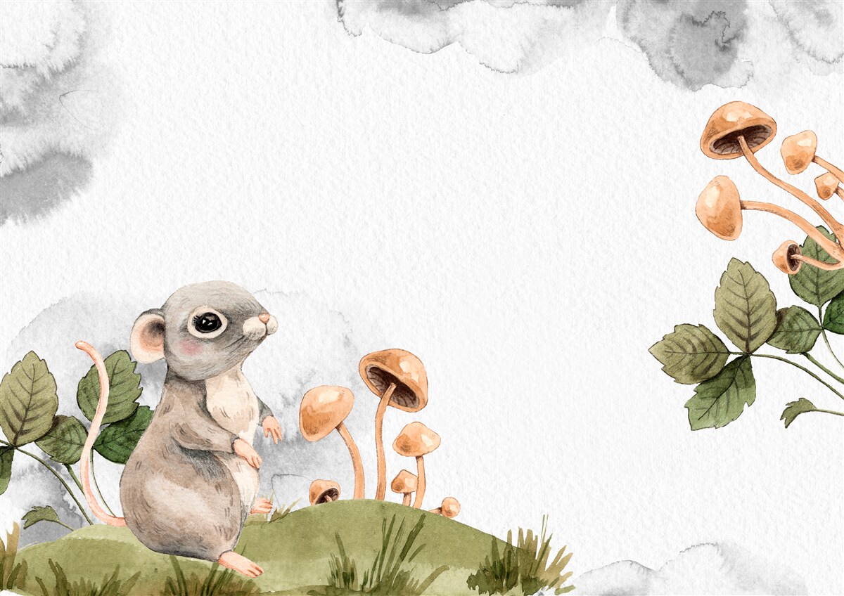 Fototapet Șoarecele încearcă să găsească o modalitate de a obține o ciupercă