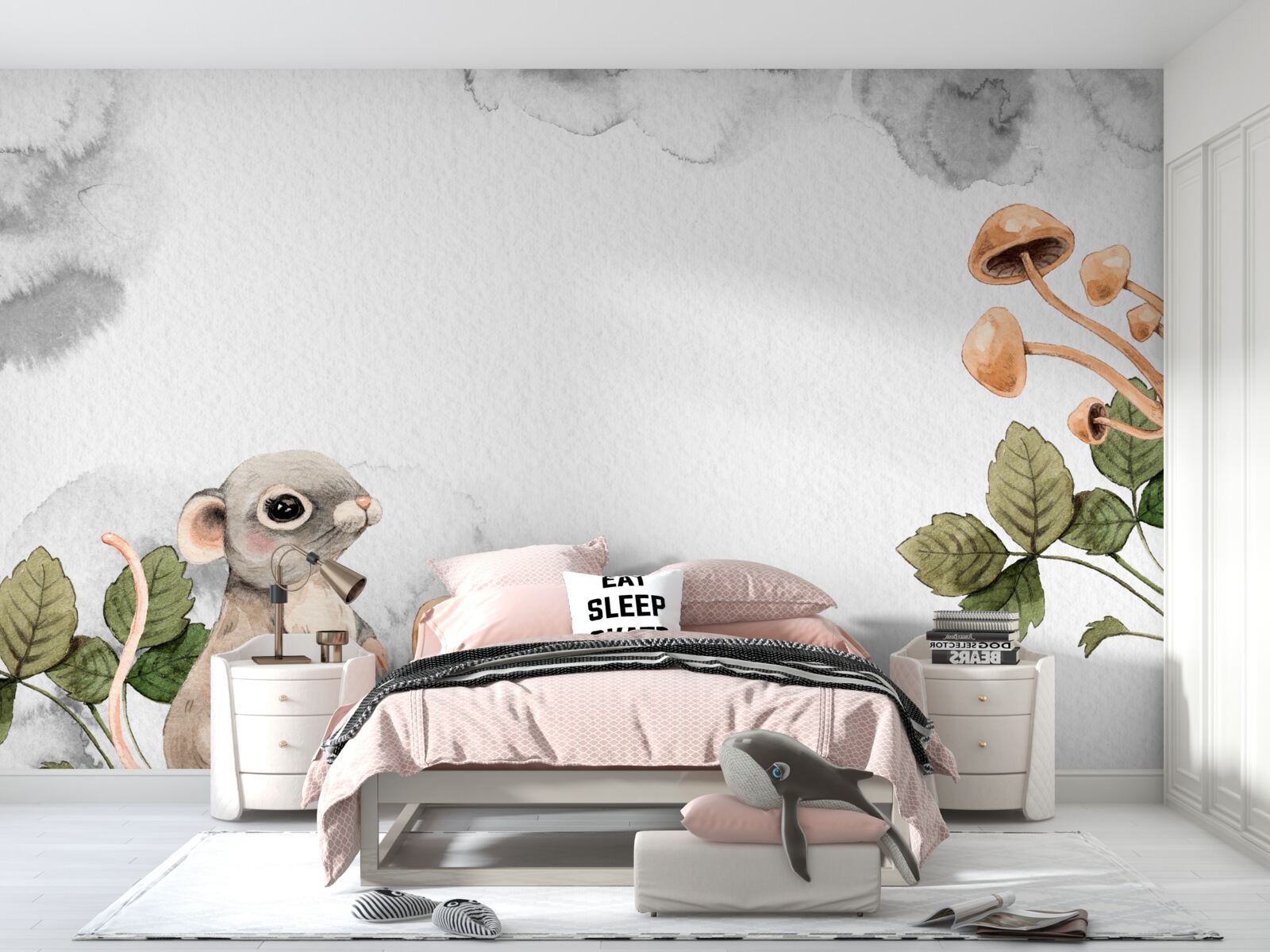 Fototapet Șoarecele încearcă să găsească o modalitate de a obține o ciupercă