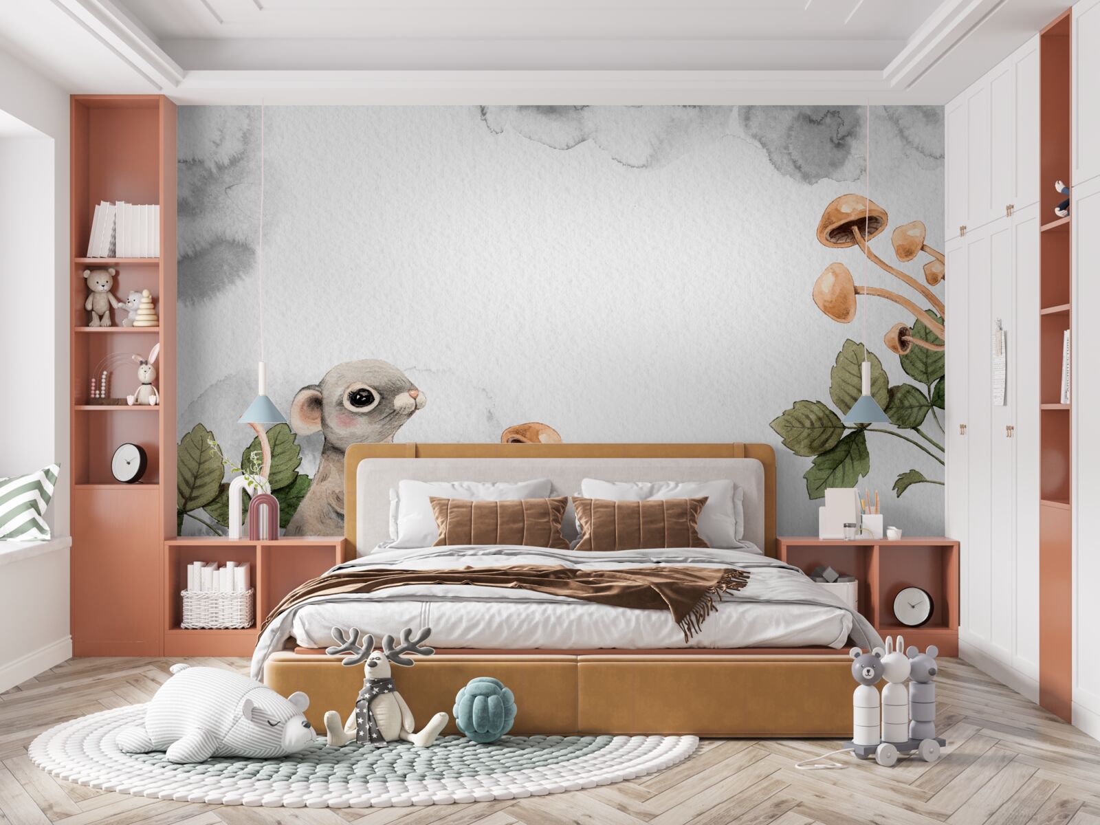 Fototapet Șoarecele încearcă să găsească o modalitate de a obține o ciupercă