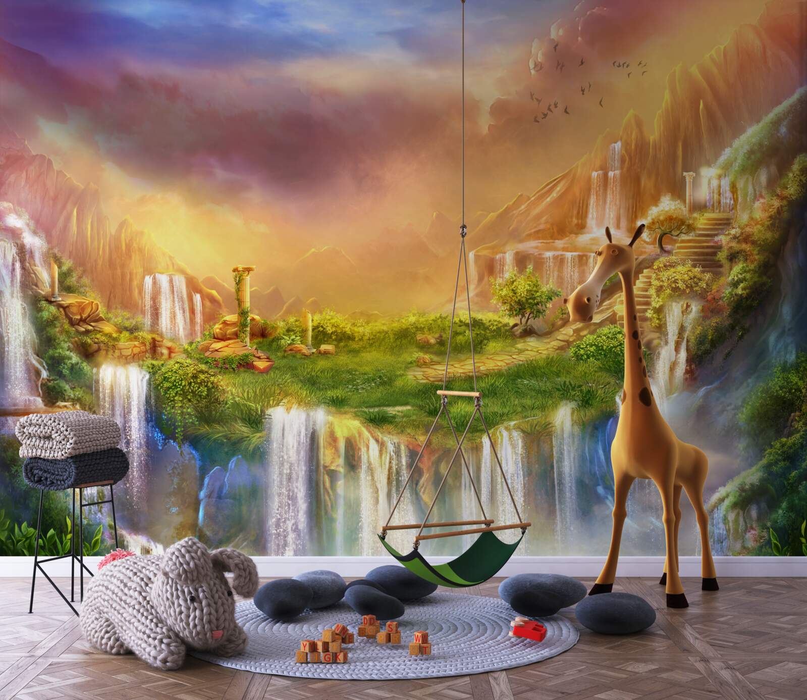 Fototapet peisaj magic cu cascade