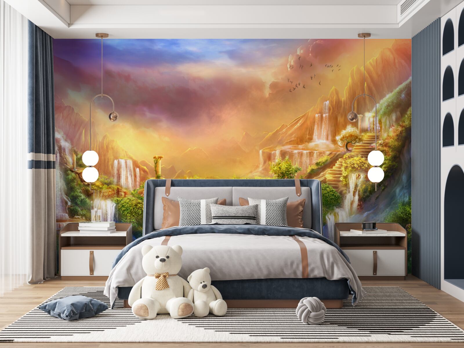 Fototapet peisaj magic cu cascade