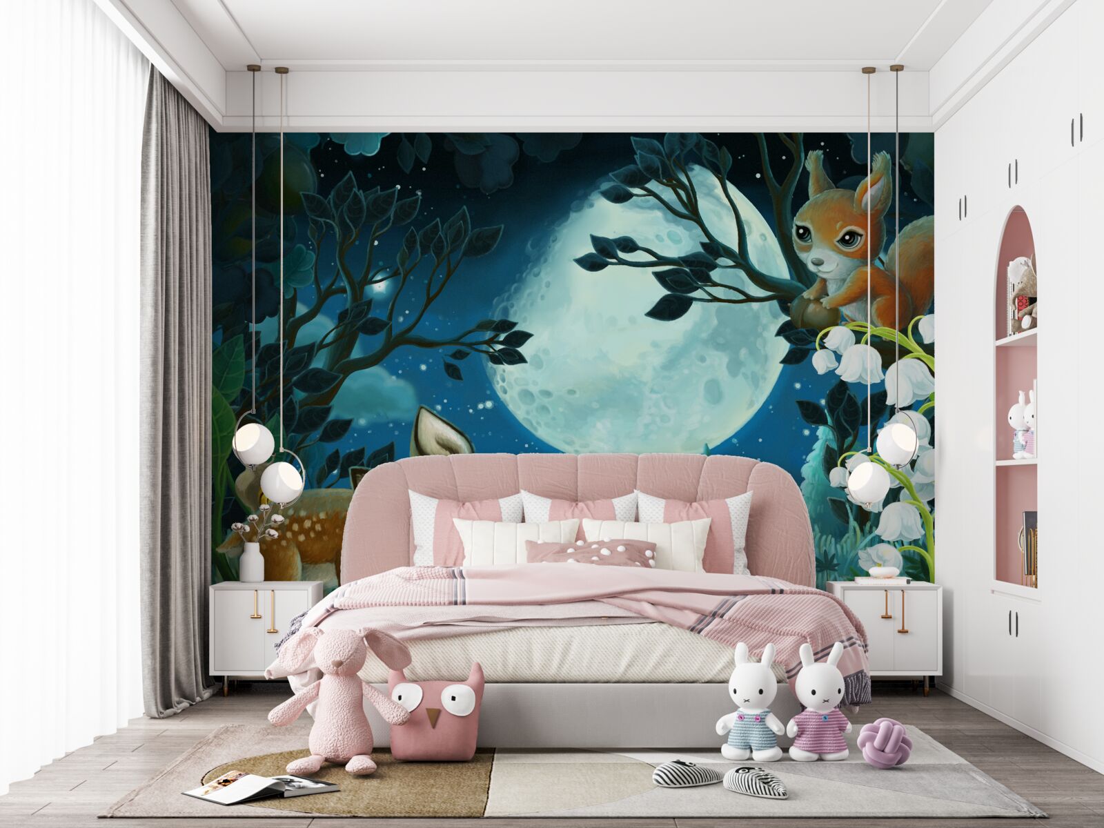 Fototapet căprioara îi urează veveriței o noapte bună