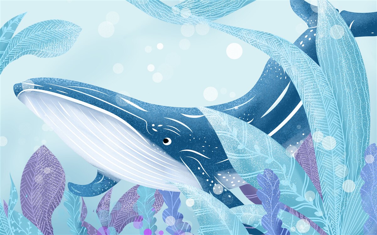 Fototapet o balenă sperma uriașă se ascunde în frunze