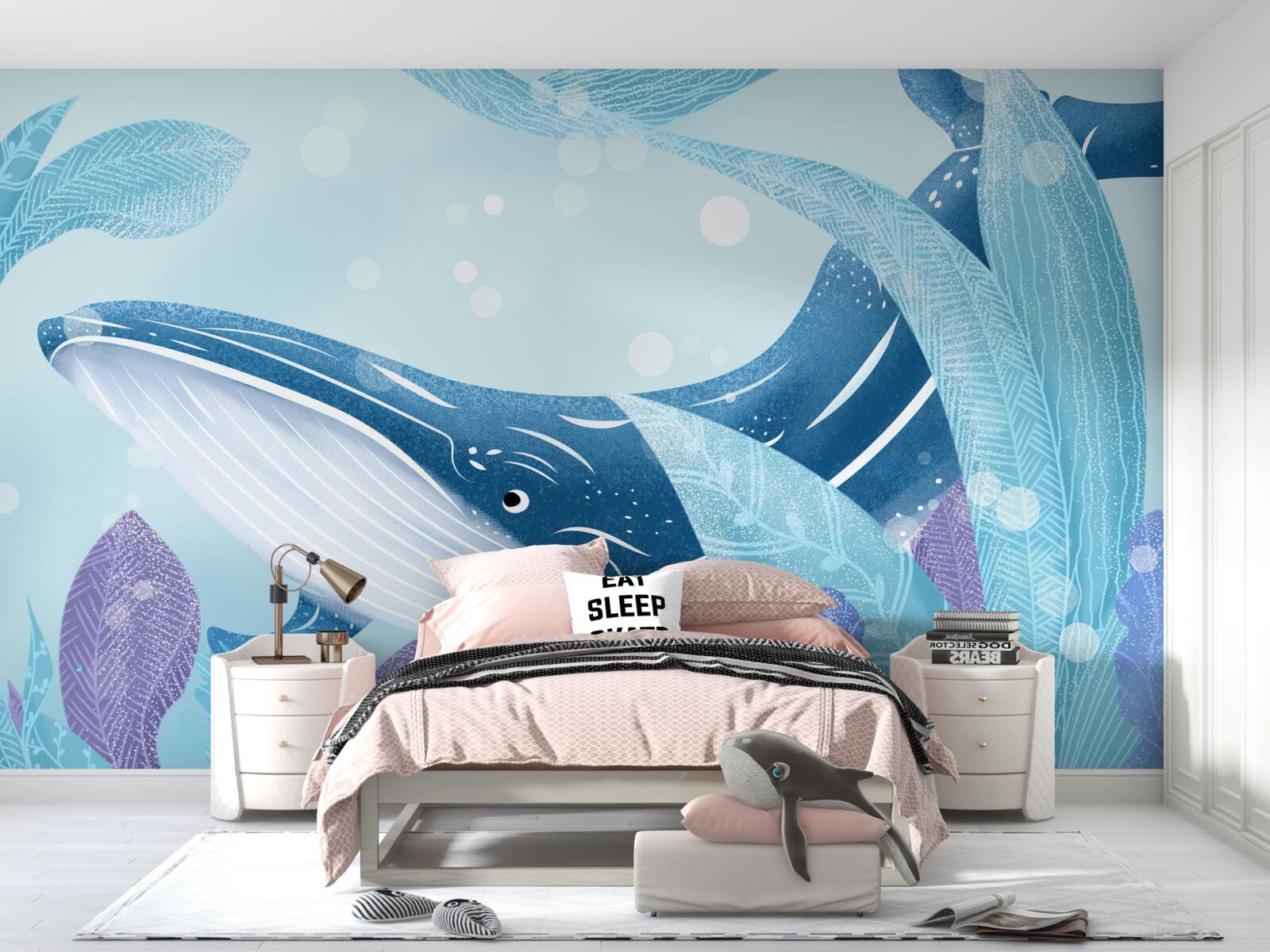 Fototapet o balenă sperma uriașă se ascunde în frunze