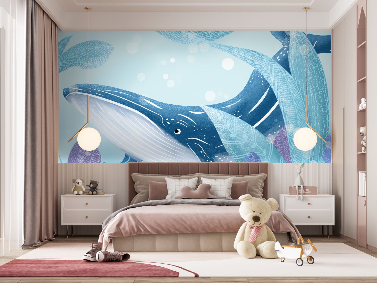 Fototapet o balenă sperma uriașă se ascunde în frunze