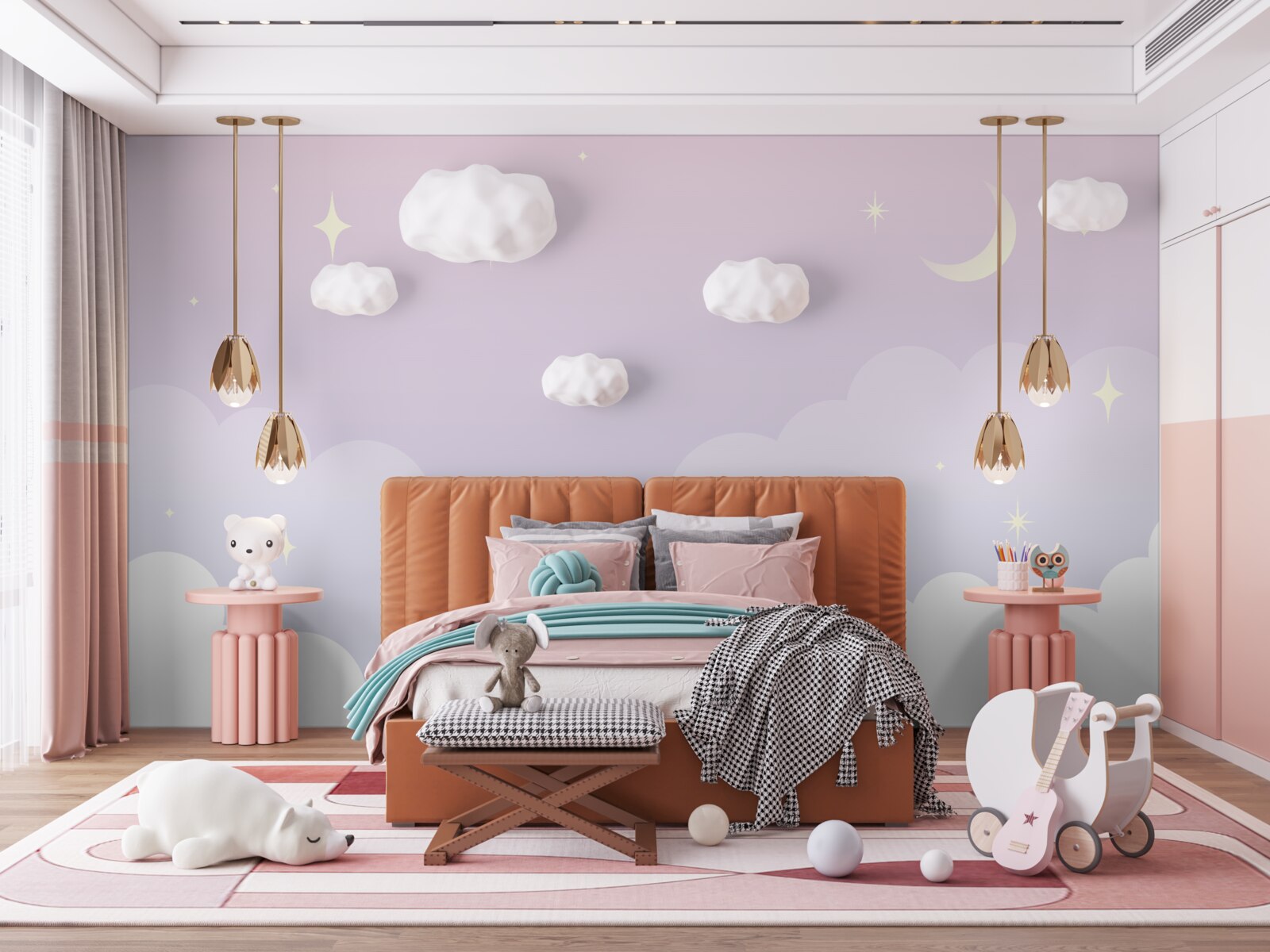 Fototapet cerul este în brațele somnului și ale stelelor strălucitoare