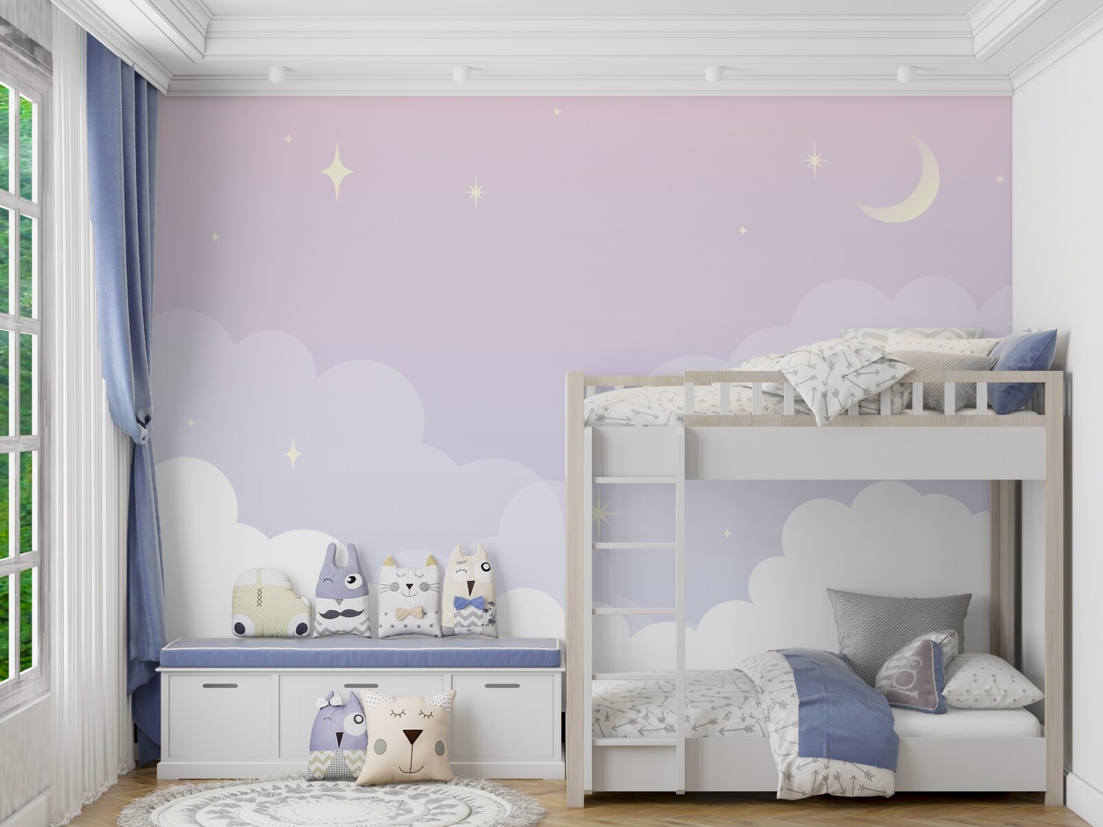 Fototapet cerul este în brațele somnului și ale stelelor strălucitoare