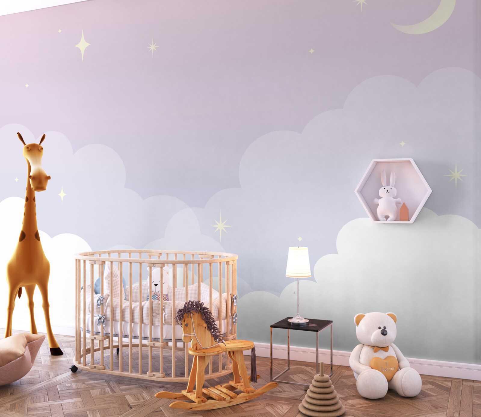 Fototapet cerul este în brațele somnului și ale stelelor strălucitoare