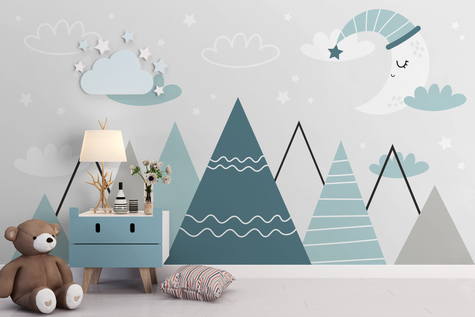 Fototapet munții și luna adorm