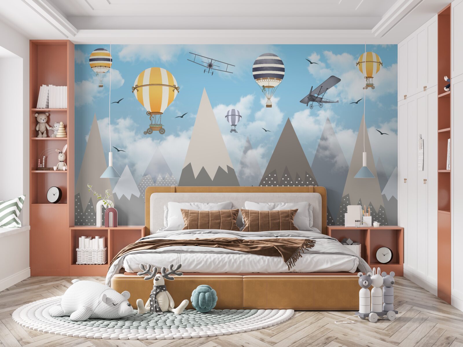 Fototapet vehicule pe vârfurile munților