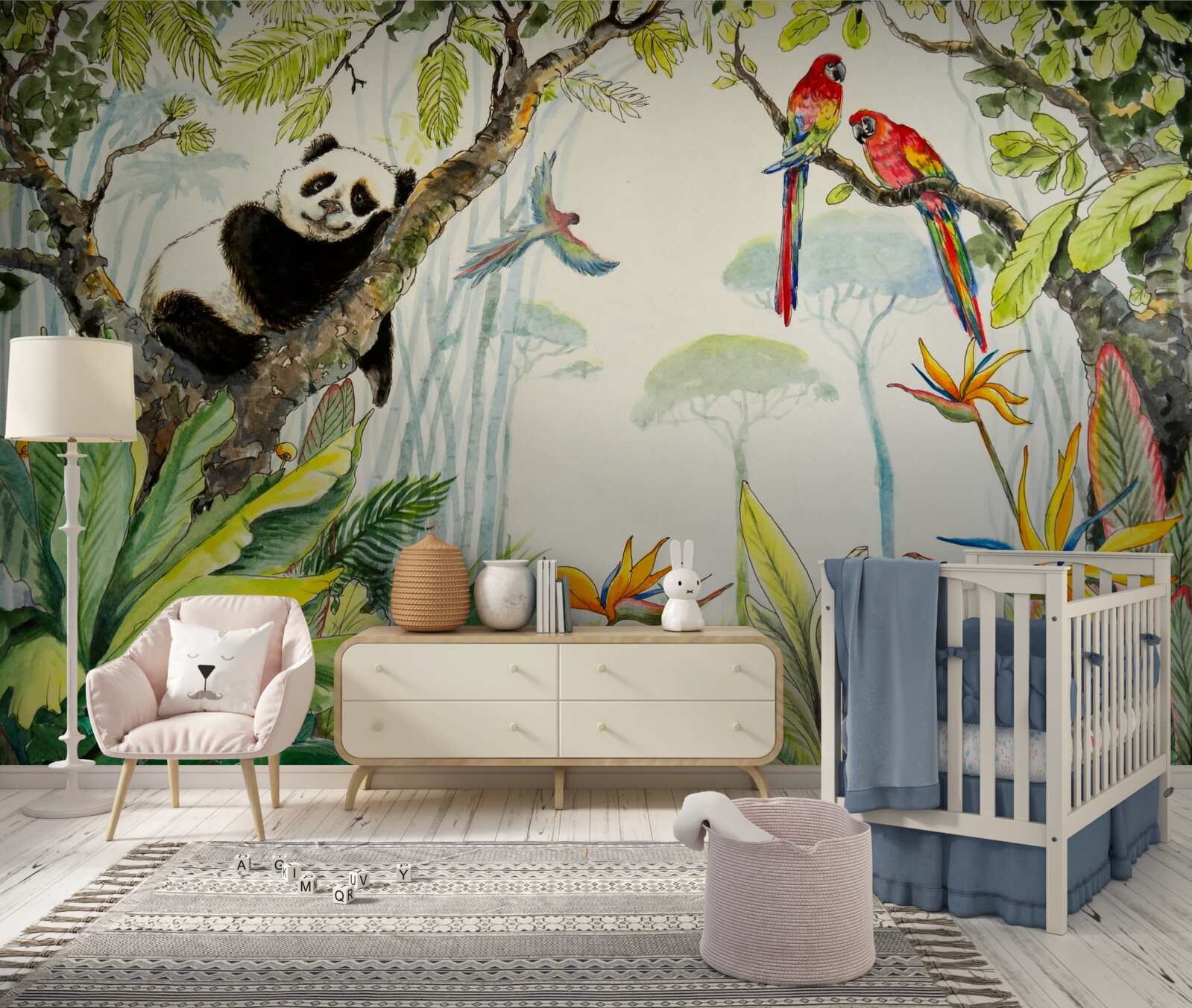 Fototapet panda se relaxează pe ramurile unui copac