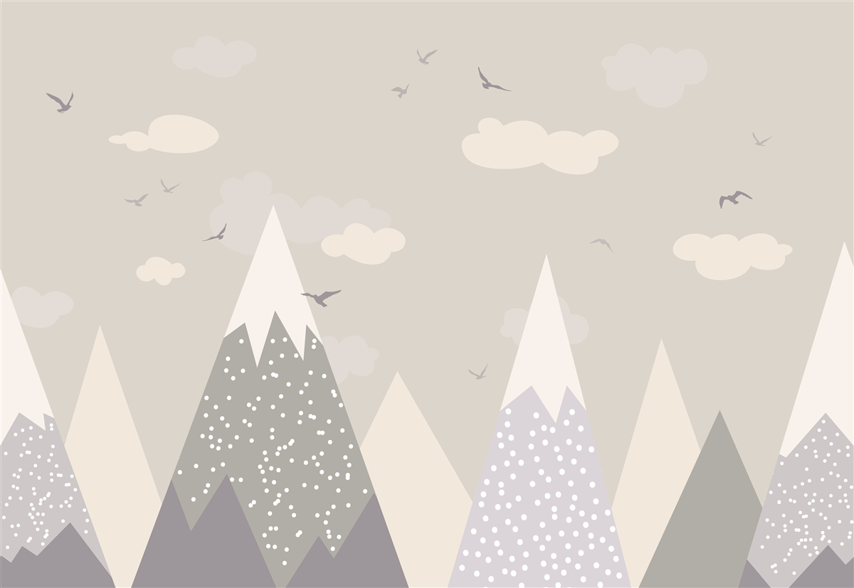 Fototapet vârfuri muntoase înzăpezite și păsări