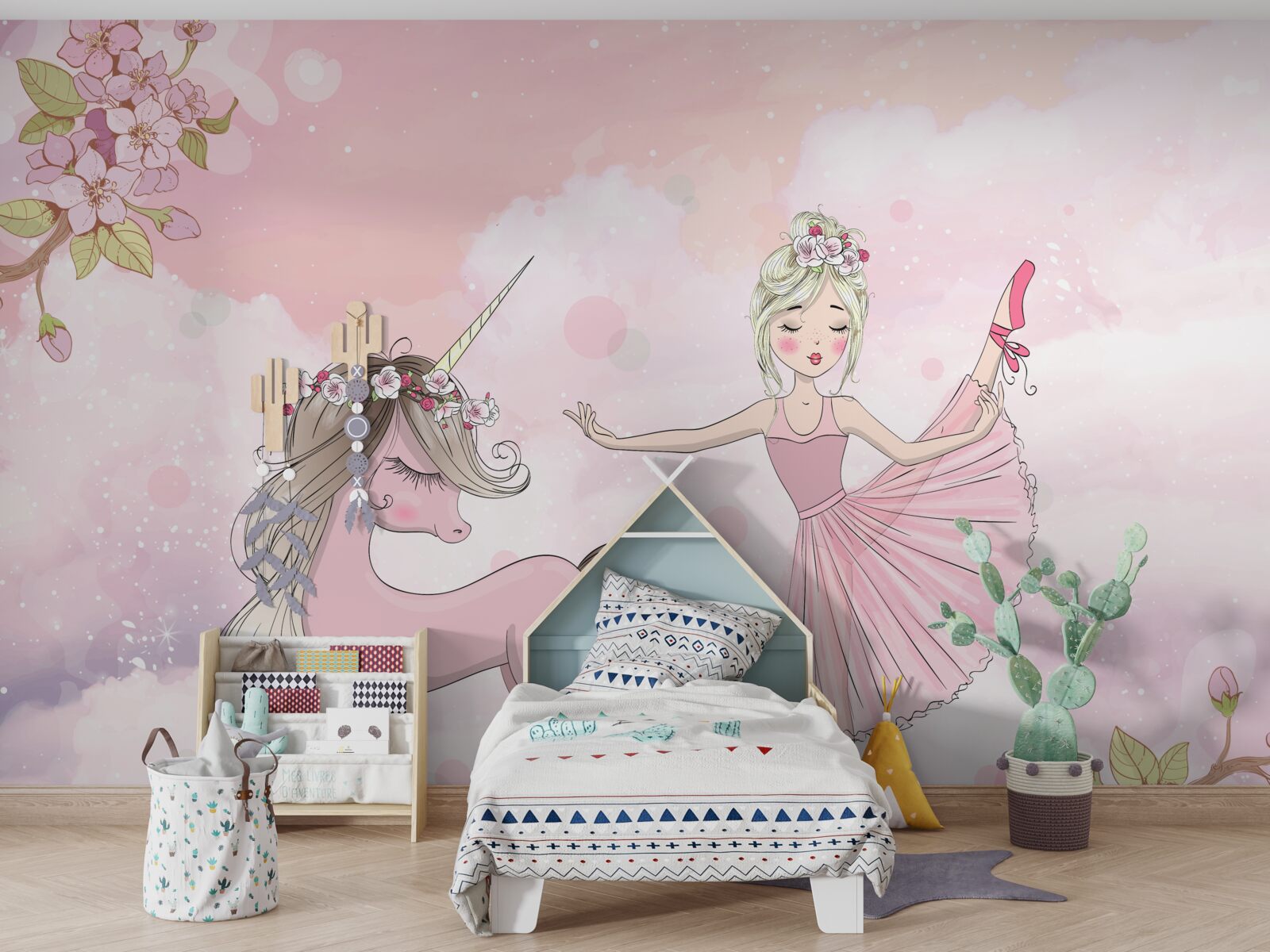 Fototapet unicornul dansează cu o zână