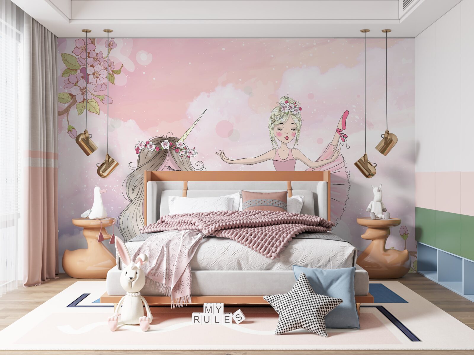 Fototapet unicornul dansează cu o zână