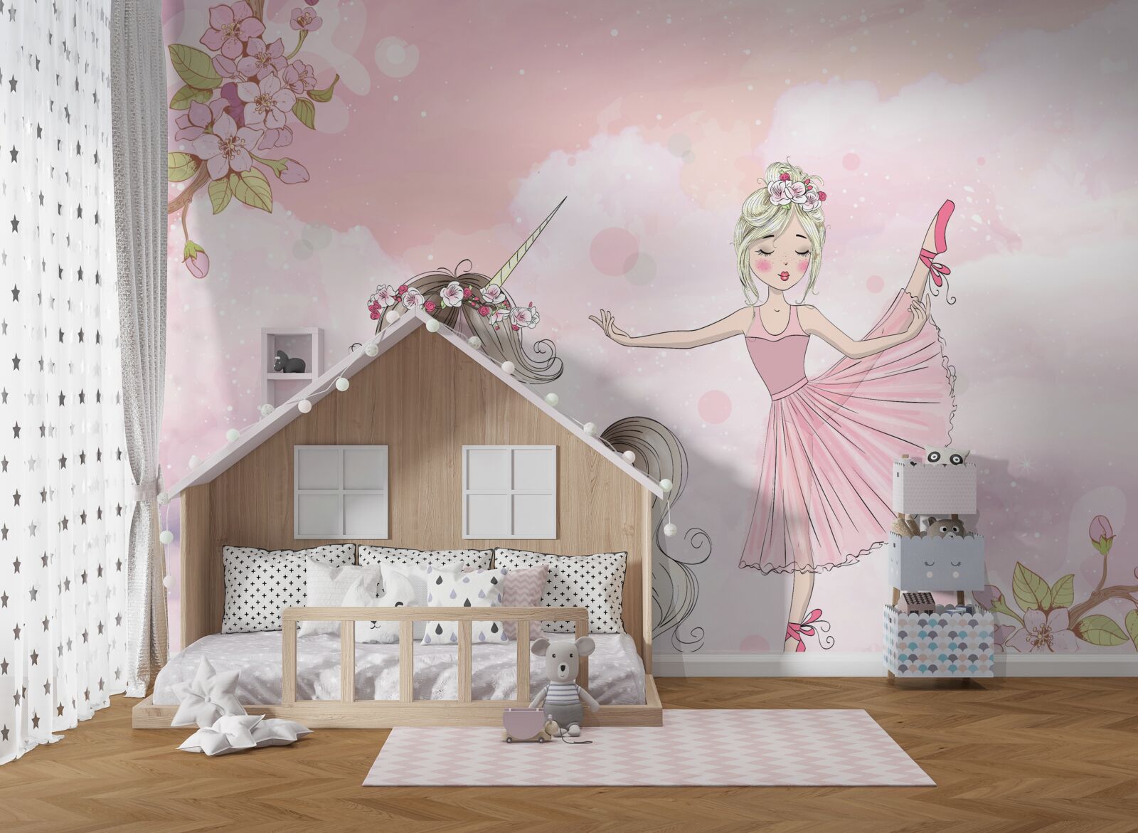 Fototapet unicornul dansează cu o zână