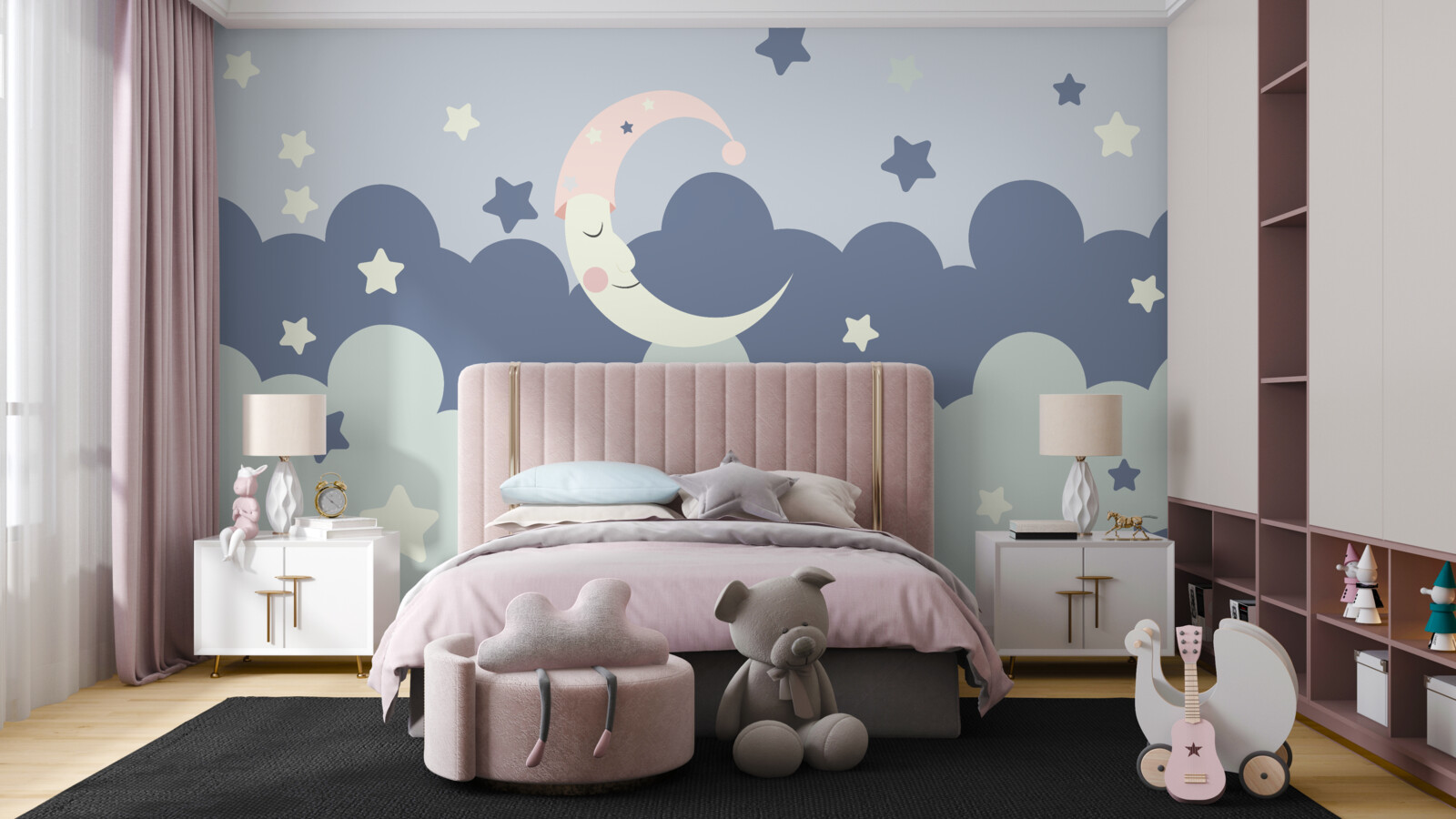 Fototapet luna și luminile adorm