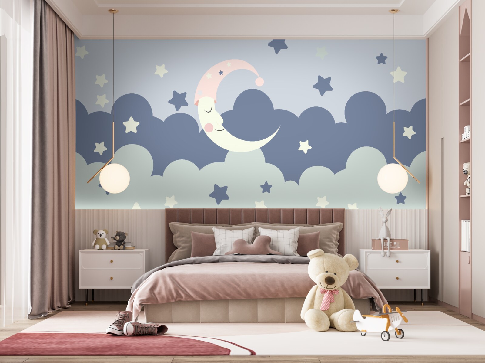 Fototapet luna și luminile adorm