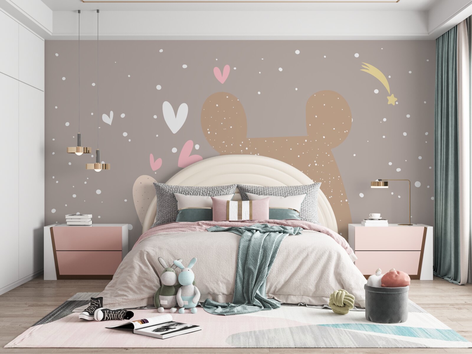 Fototapet iepurașul și ursul trag un pui de somn