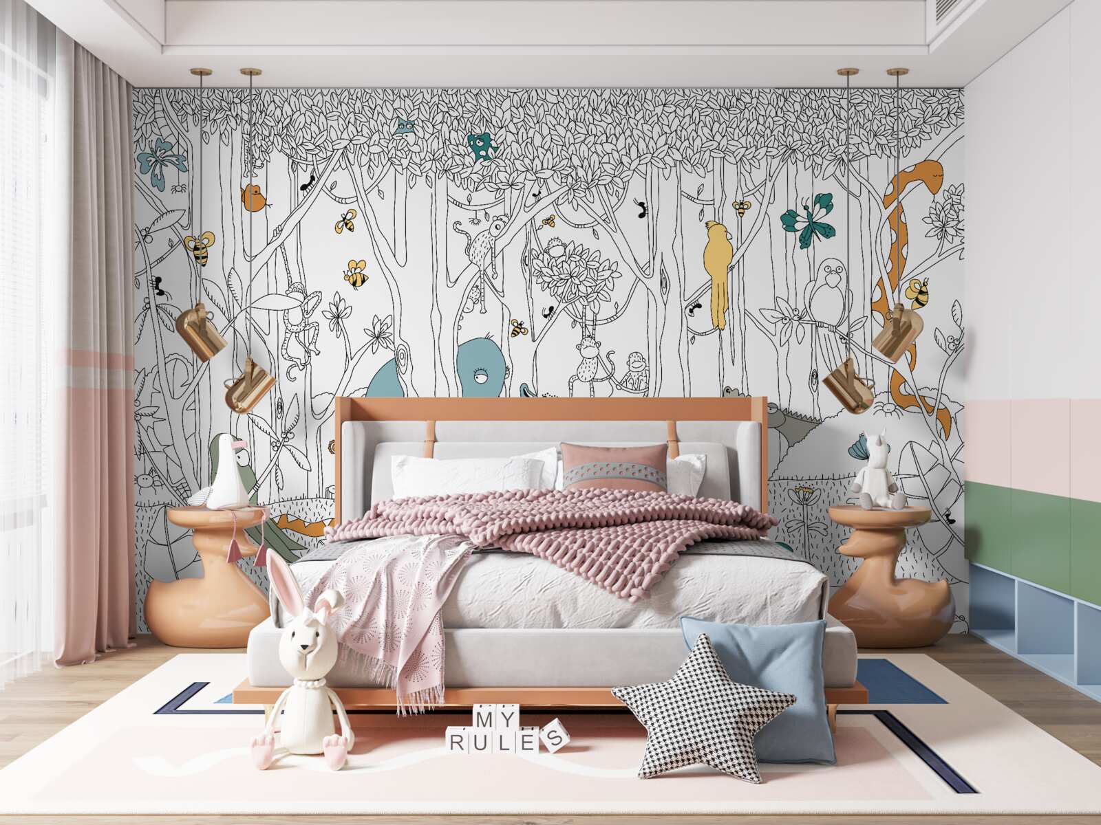 Fototapet animale de pădure pentru copii