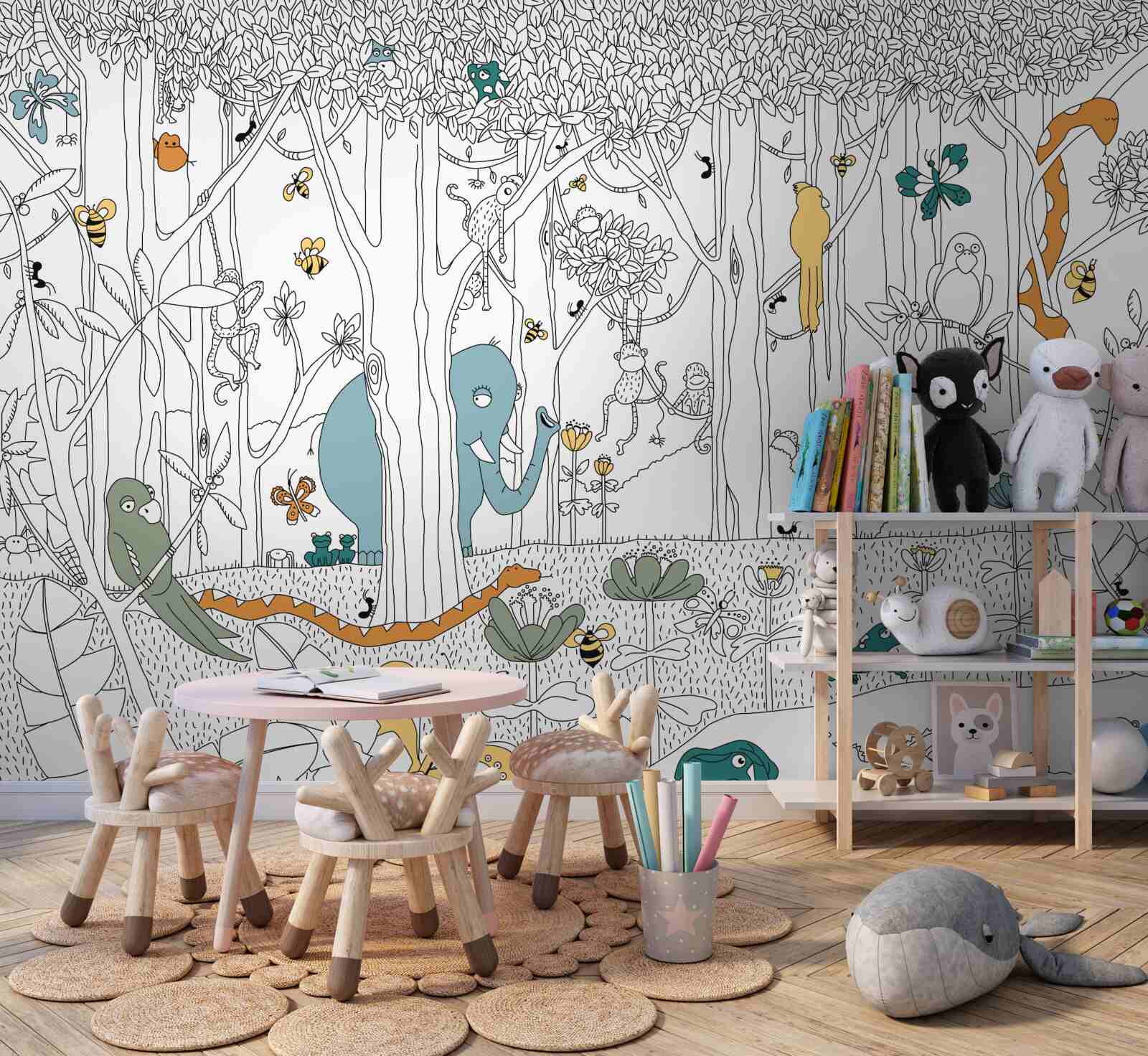 Fototapet animale de pădure pentru copii