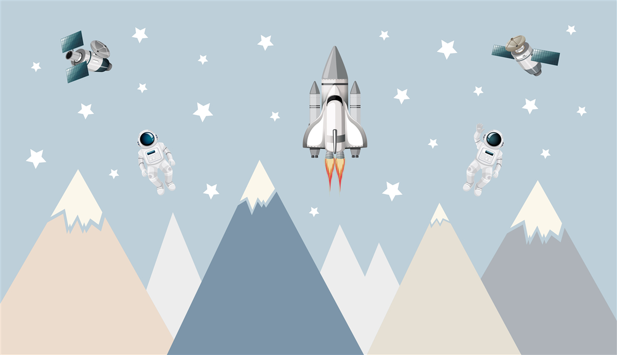 Fototapet rachete și astronauți au survolat munții