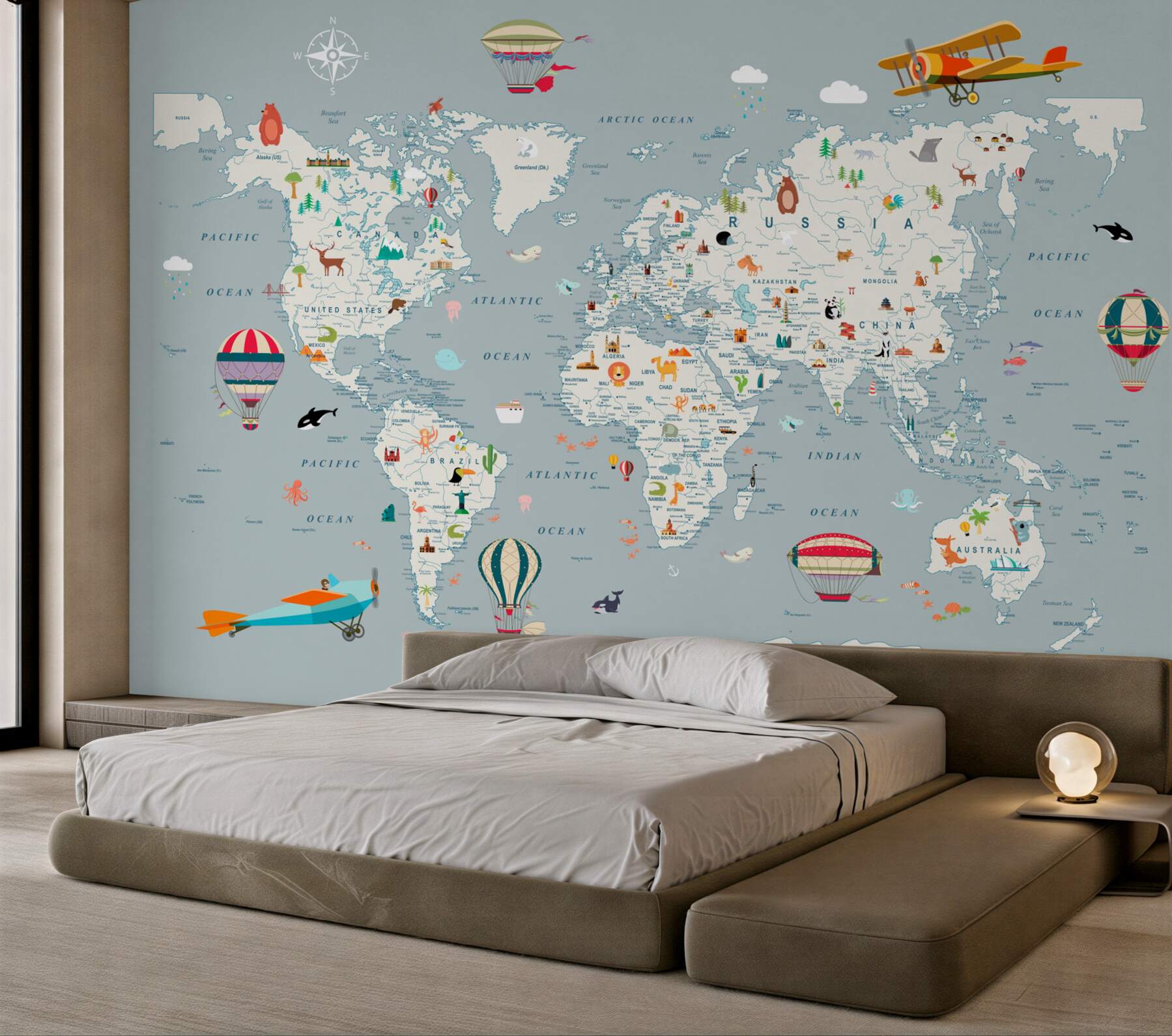 Fototapeta mapa świata i podróże lotnicze