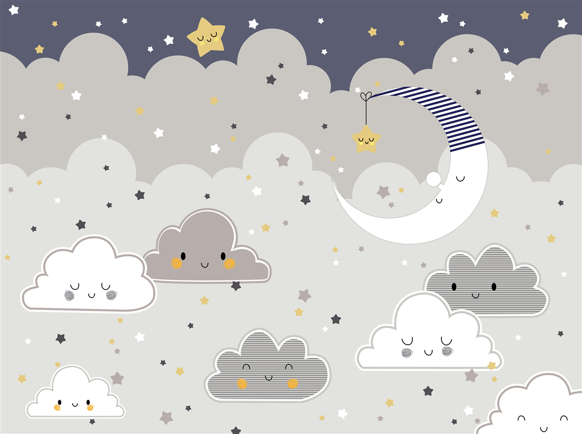 Fototapet norii și luna adorm și ele