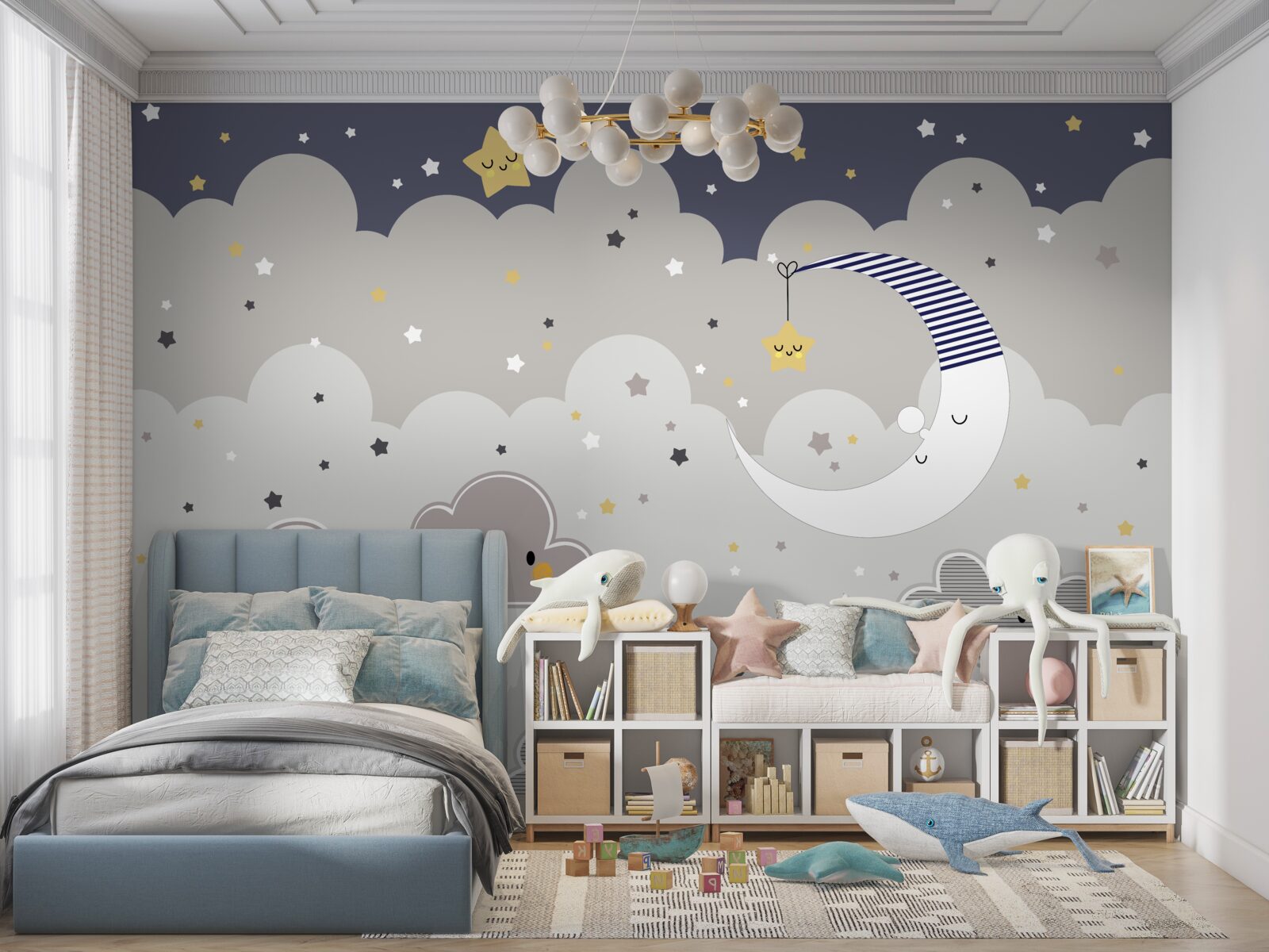 Fototapet norii și luna adorm și ele