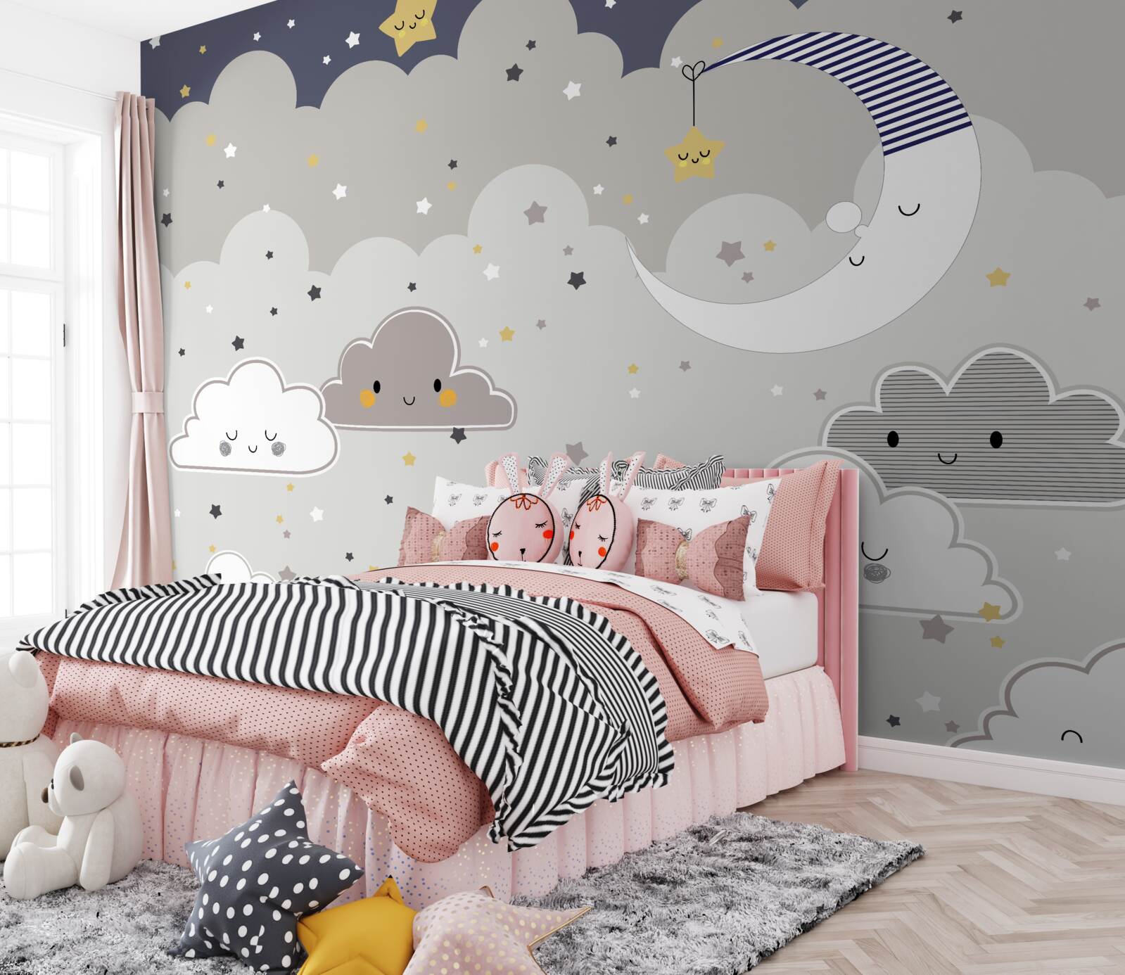 Fototapet norii și luna adorm și ele