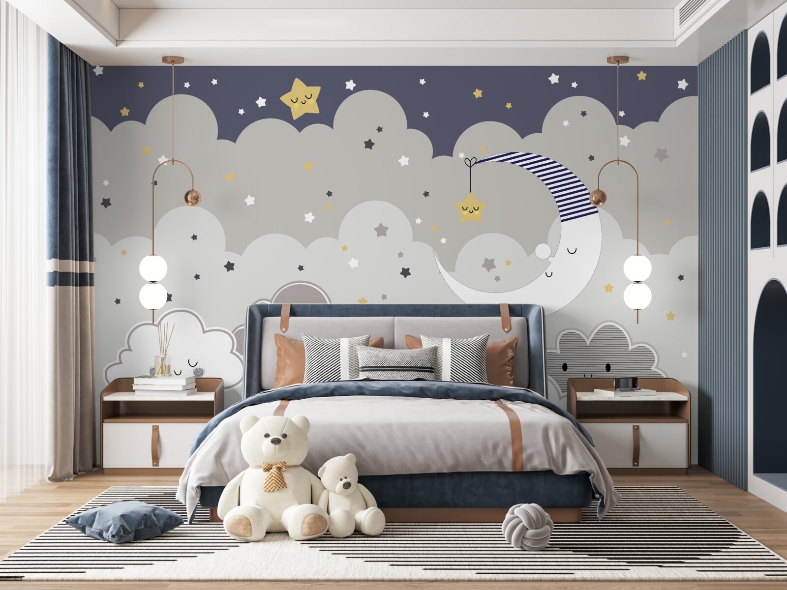 Fototapet norii și luna adorm și ele