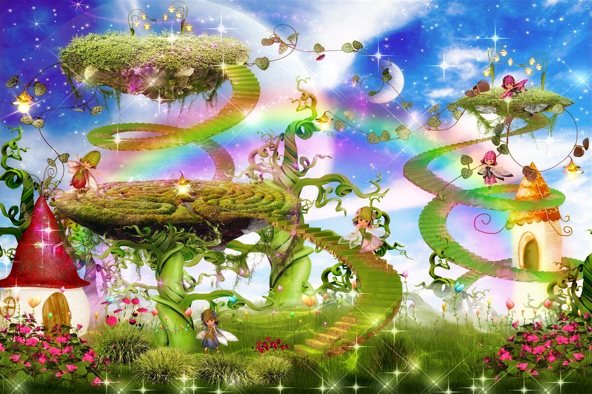 Fototapet un oraș de vis printre nori